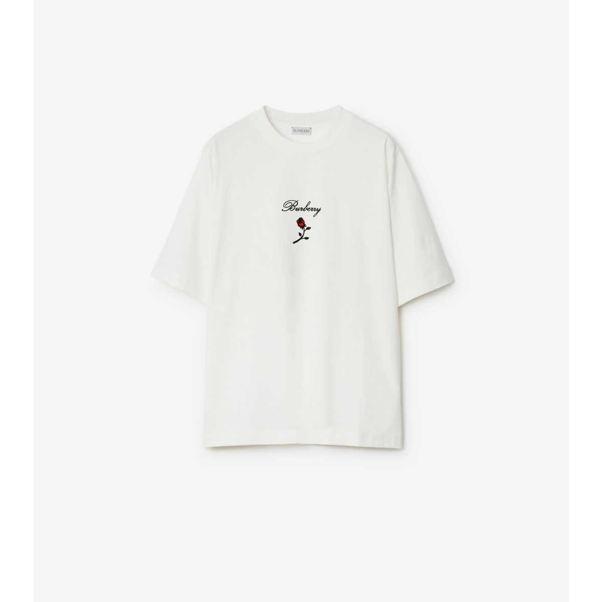 Shop Burberry Rose Cotton T-shirt In Rain