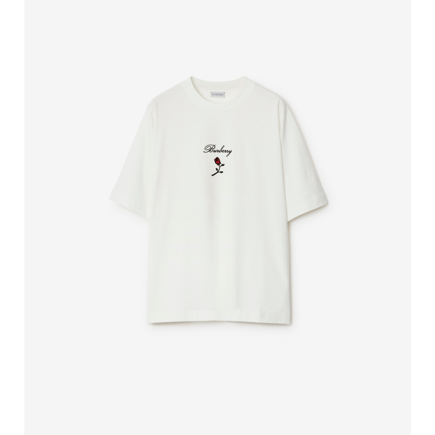 Rose Cotton T-shirt in Rain - Women | Burberry® Official