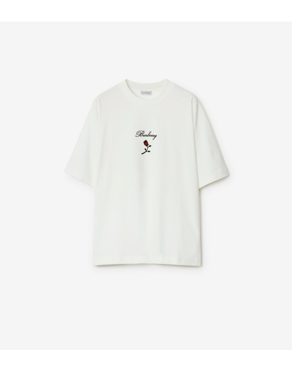 Baumwoll-T-Shirt mit Rosenmotiv