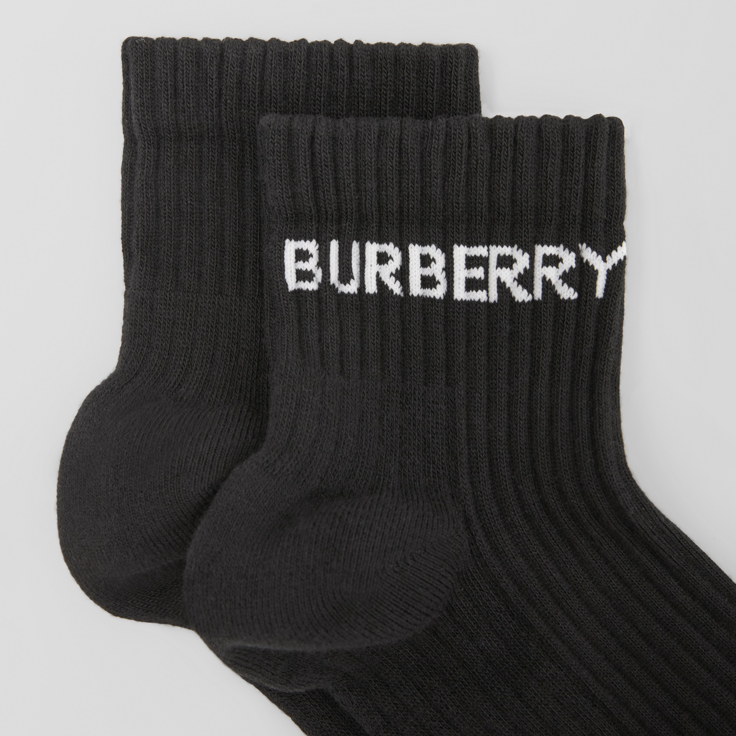 Logo Intarsia Technical Stretch Cotton Ankle Socks in Black | Burberry® Official - 2