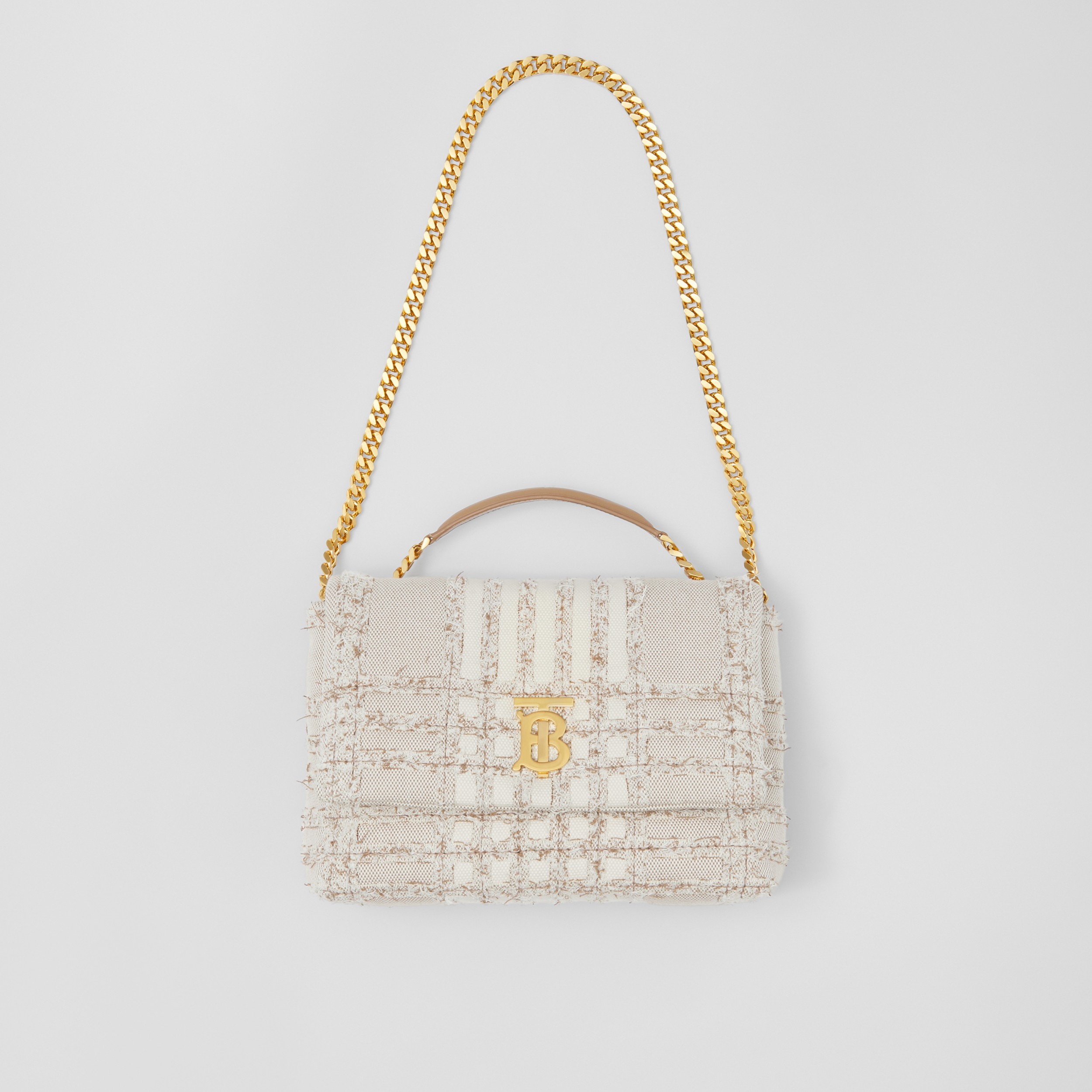 Needle Punch Check Canvas Small Lola Satchel in Natural Women