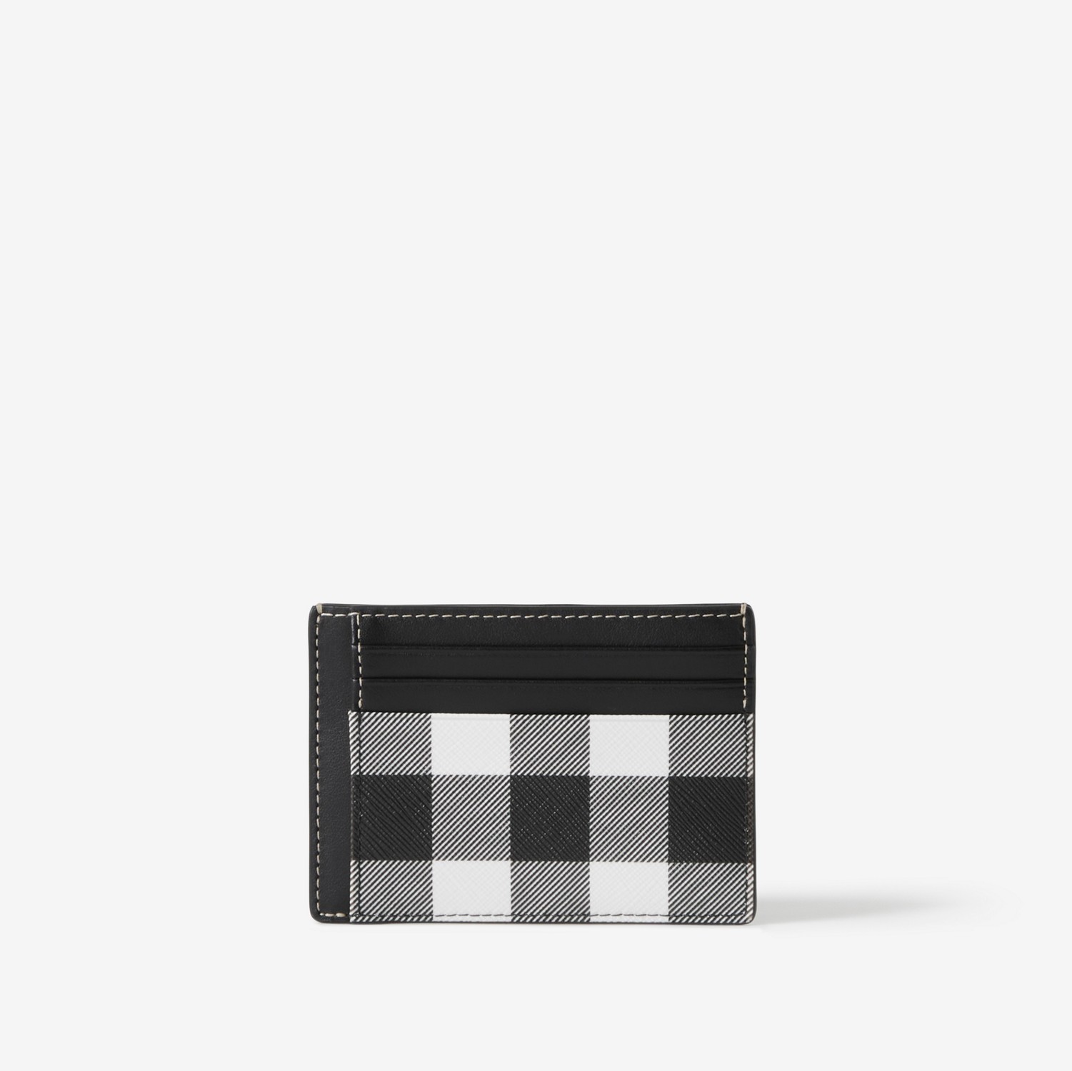 Check and Leather Money Clip Card Case in Dark Birch Brown - Men | Burberry® Official