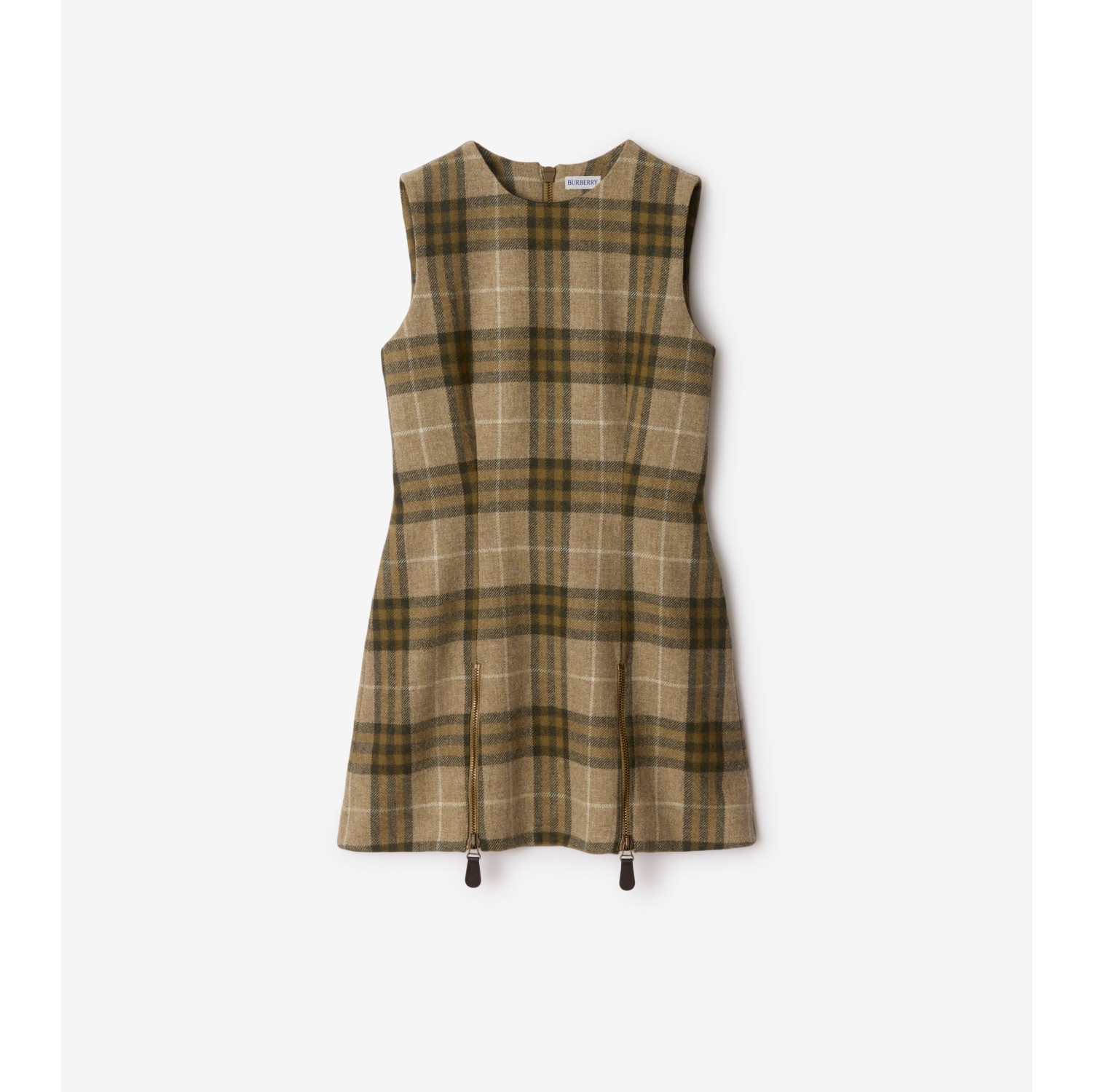 Check Wool Dress in Camp Women Burberry Official