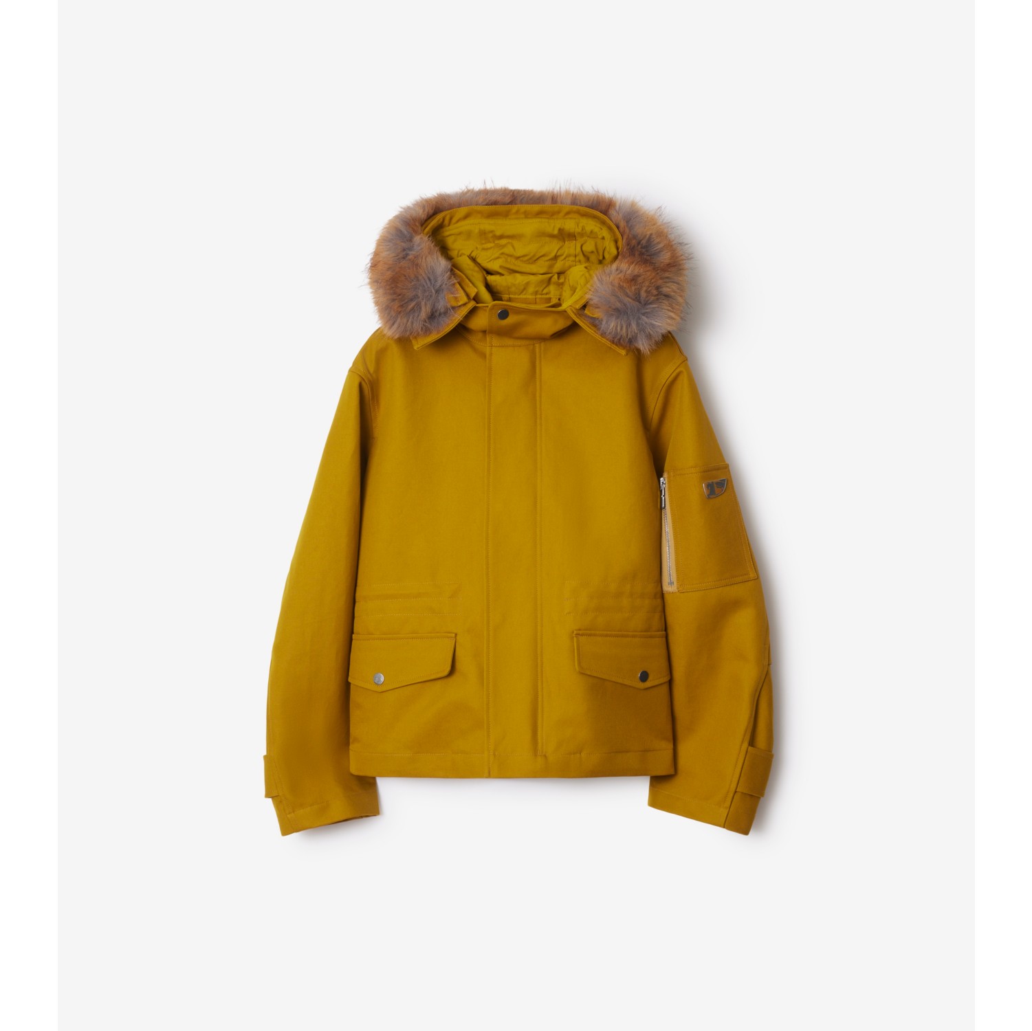 Parka courte en coton avec fausse fourrure