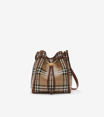 Small Check Bucket Bag in Archive beige - Women, Cotton | Burberry® Official
