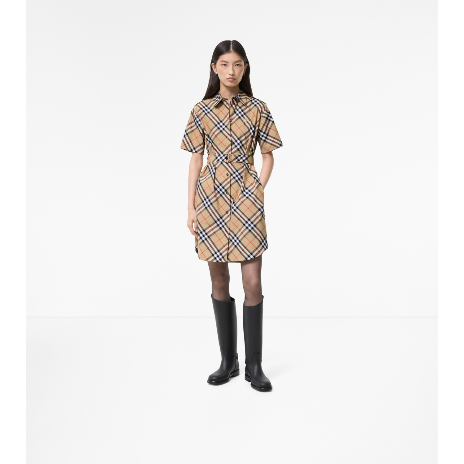 Check Cotton Shirt Dress