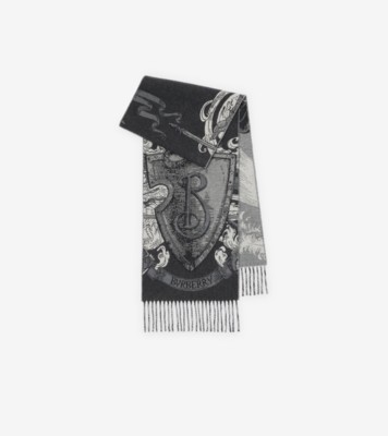 【直営店買付】★Burberry★ジャカードロゴ カシミアスカーフ エッチドナイト カシミアスカーフ (モノクローム) | Burberry