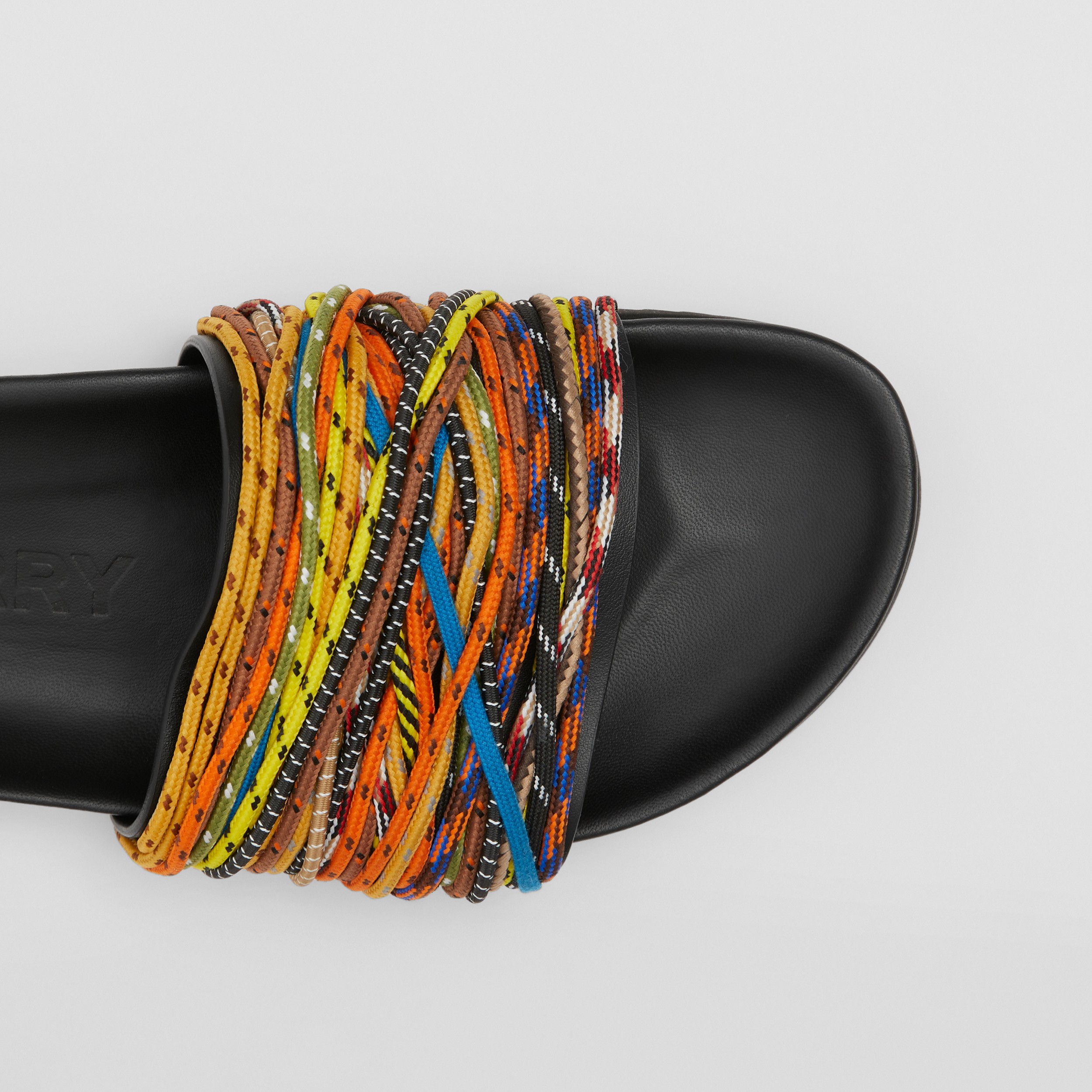 Chinelos de couro com detalhe de cordas (Multicolorido) - Homens | Burberry® oficial - 2