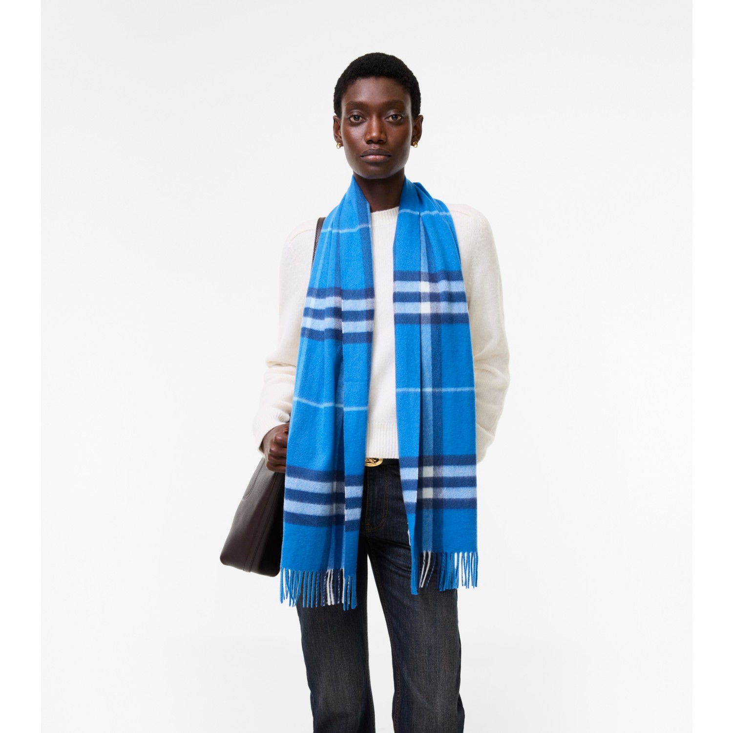 チェック カシミアスカーフ (リドブルー) | Burberry®公式サイト