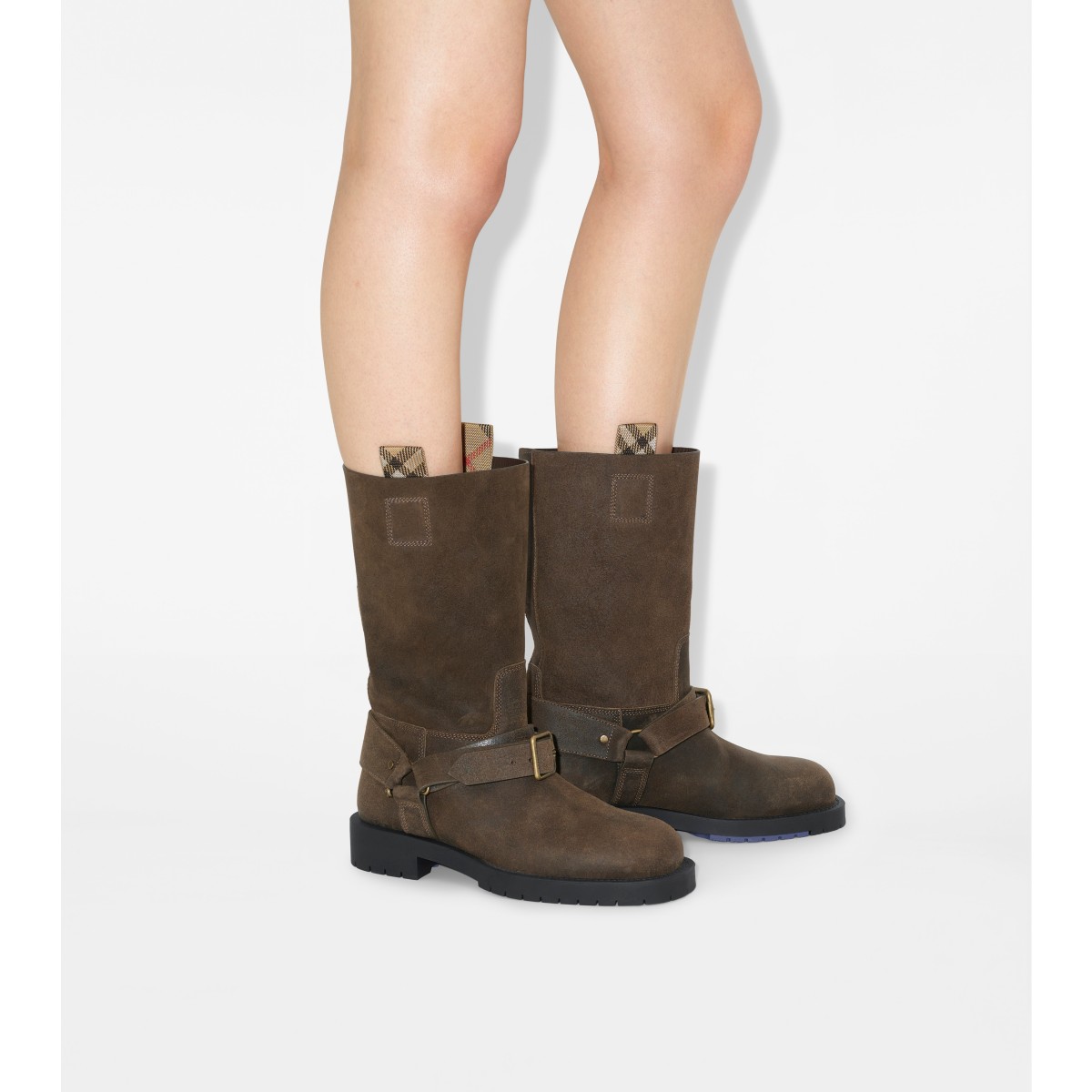  Check Suede Soft Saddle Low Boots​