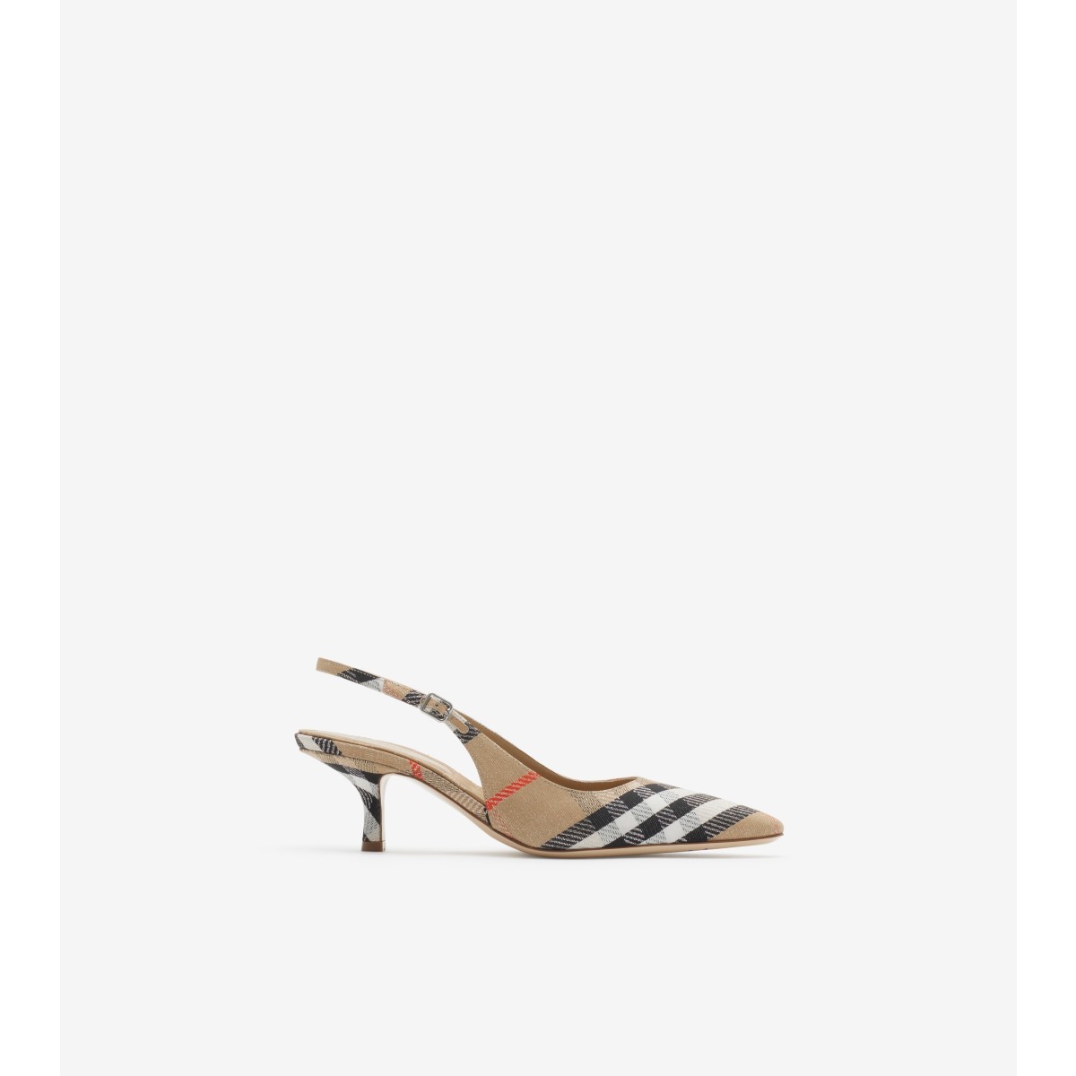 Burberry Slingback Pumps Birdie Check Women In Sand