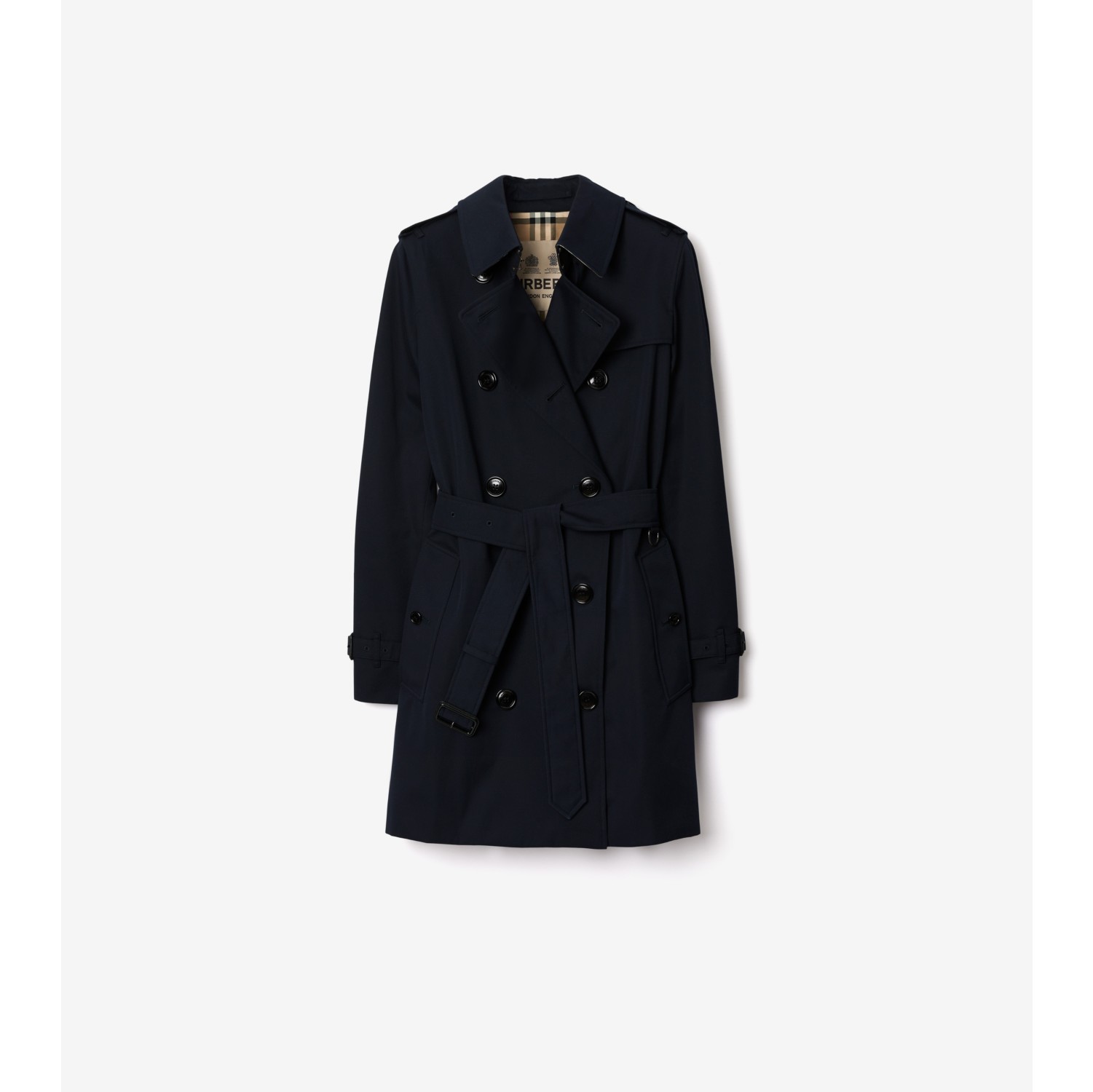 Short Kensington Heritage Trench Coat in Coal blue Women Cotton Gabardine Burberry Official