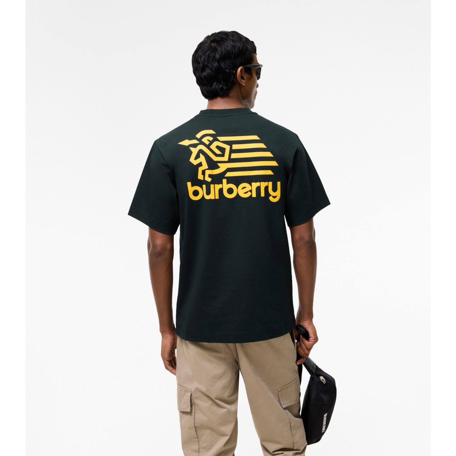 Logo Badge Cotton T-shirt in Teal blue - Men | Burberry® Official