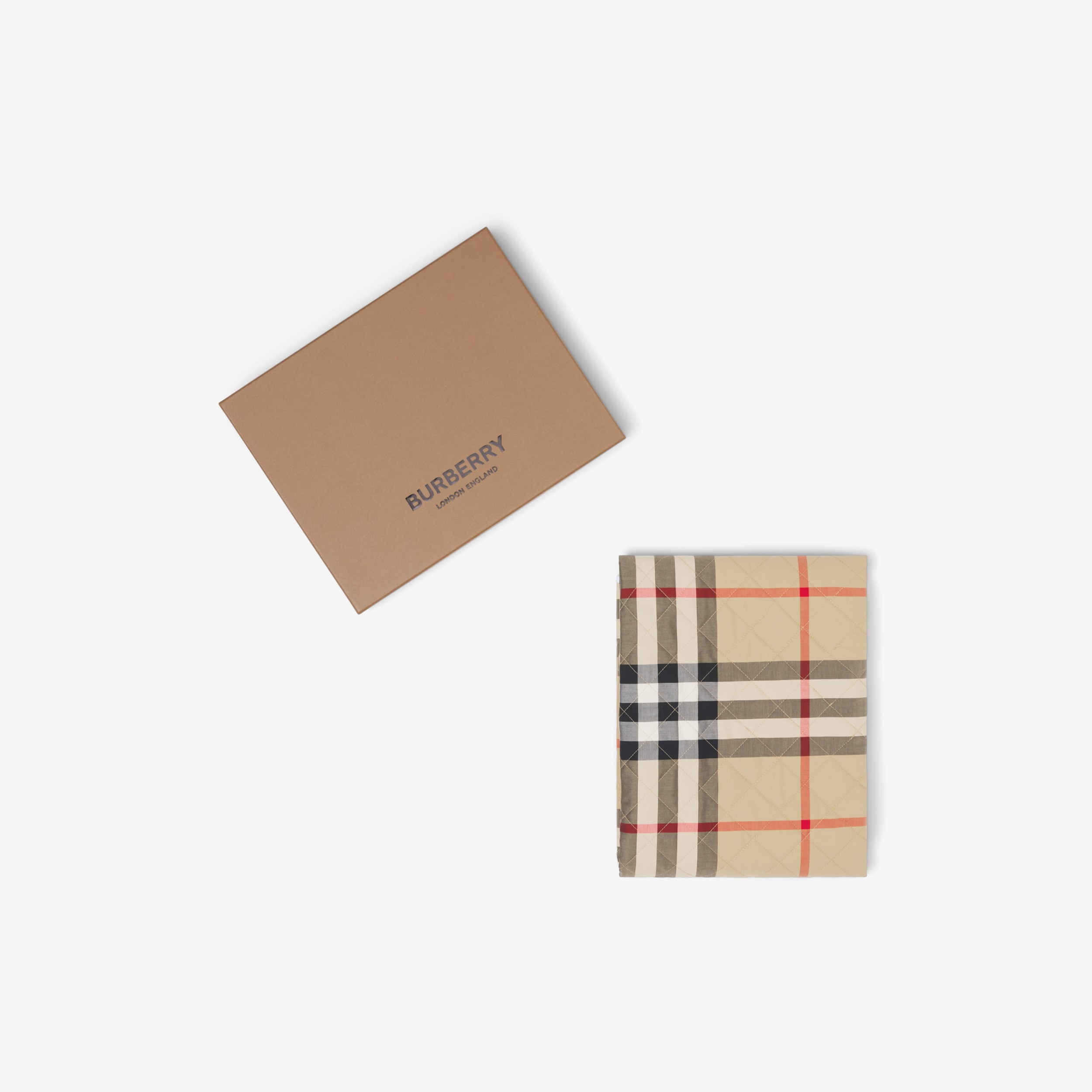 Check Diamond Quilted Cot Duvet in Archive Beige - Children | Burberry® Official - 1