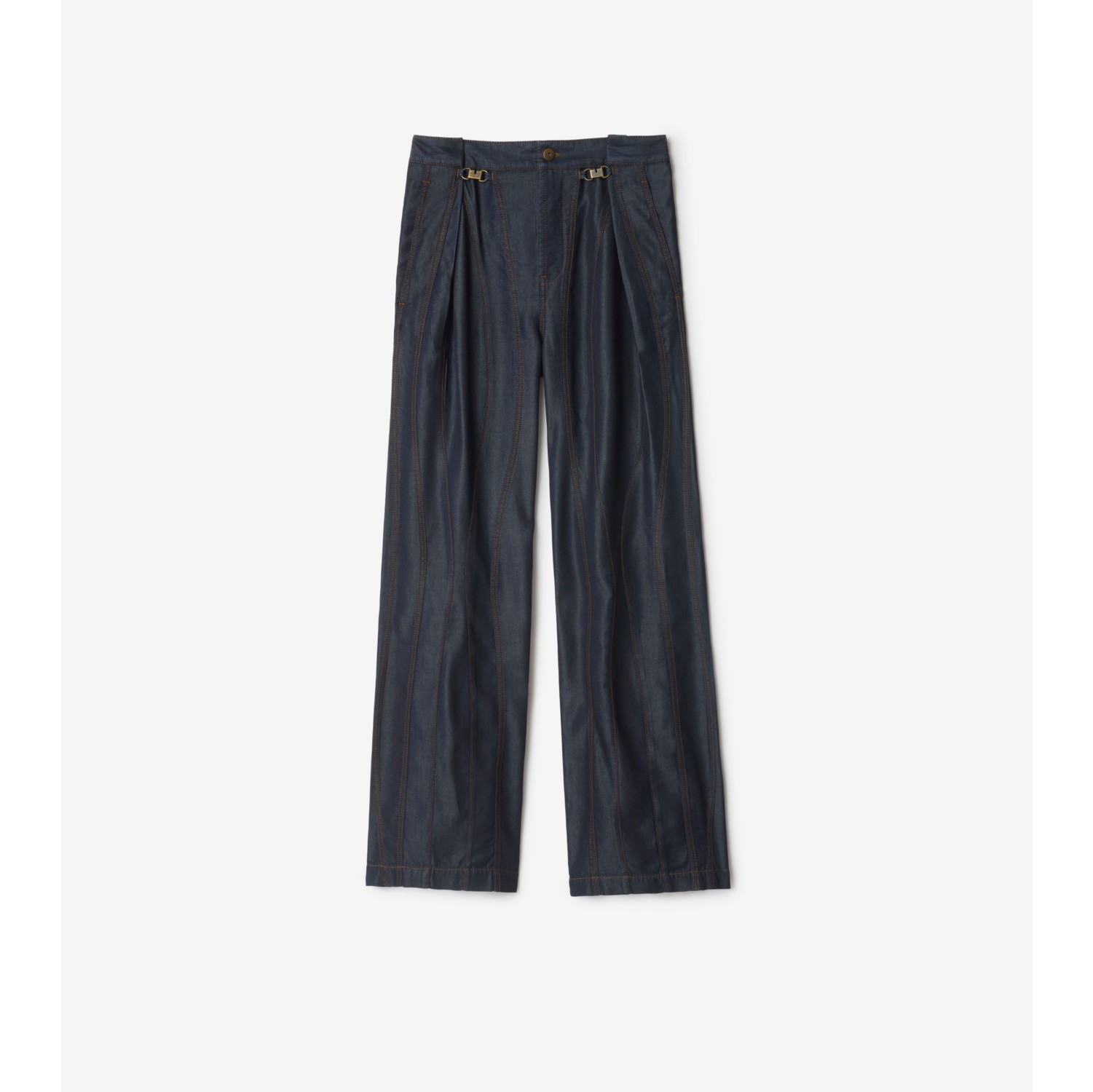 Panelled Denim Trousers in Indigo - Women | Burberry® Official