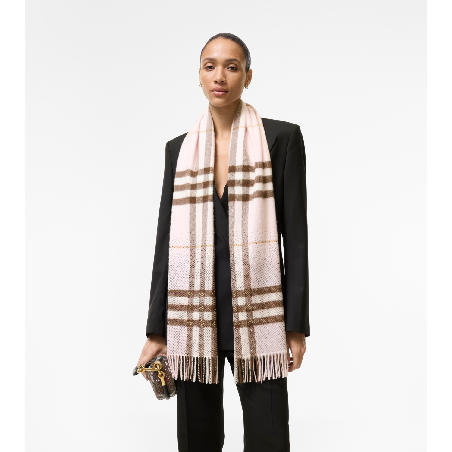 Embellished Check Cashmere Scarf - thumbnail 7