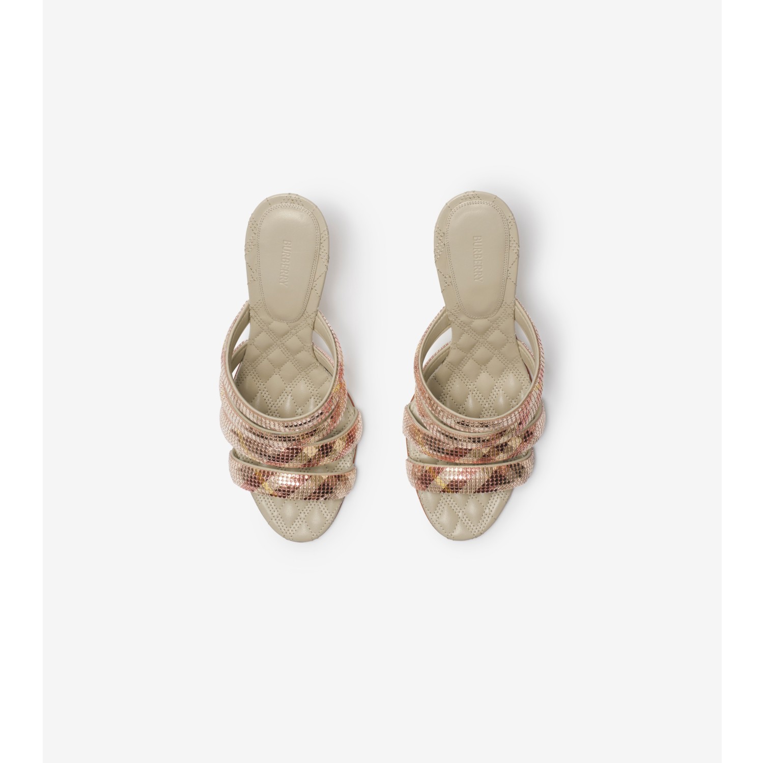 Check Mesh Mews Strap Mules​ in Gloss - Women | Burberry® Official