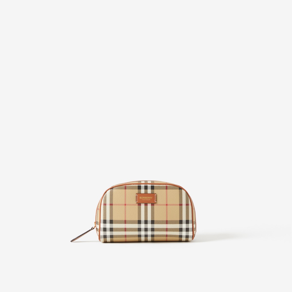 Burberry Small Check Travel Pouch In Archive Beige