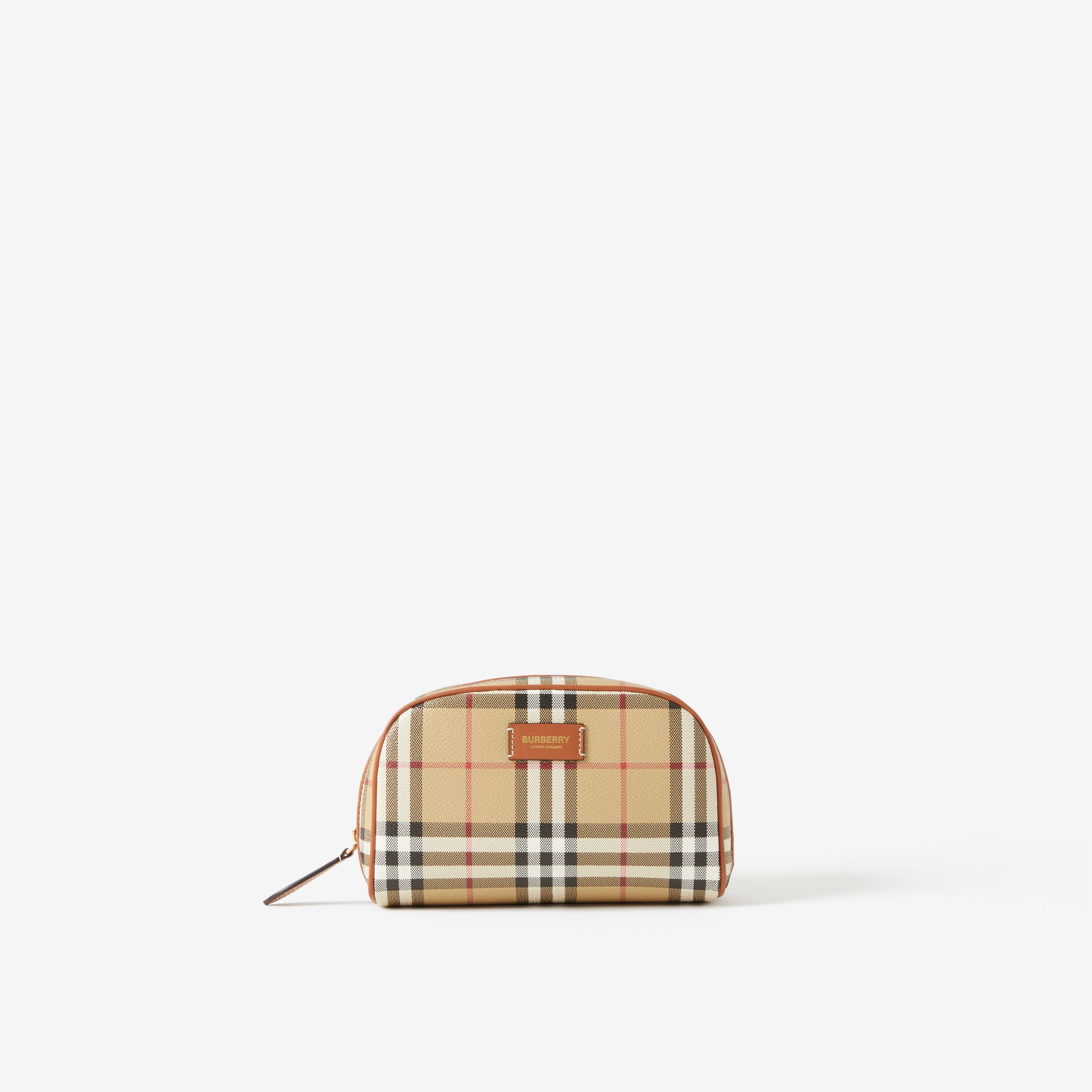 Small Check Travel Pouch in Archive Beige - Women | Burberry® Official - 1
