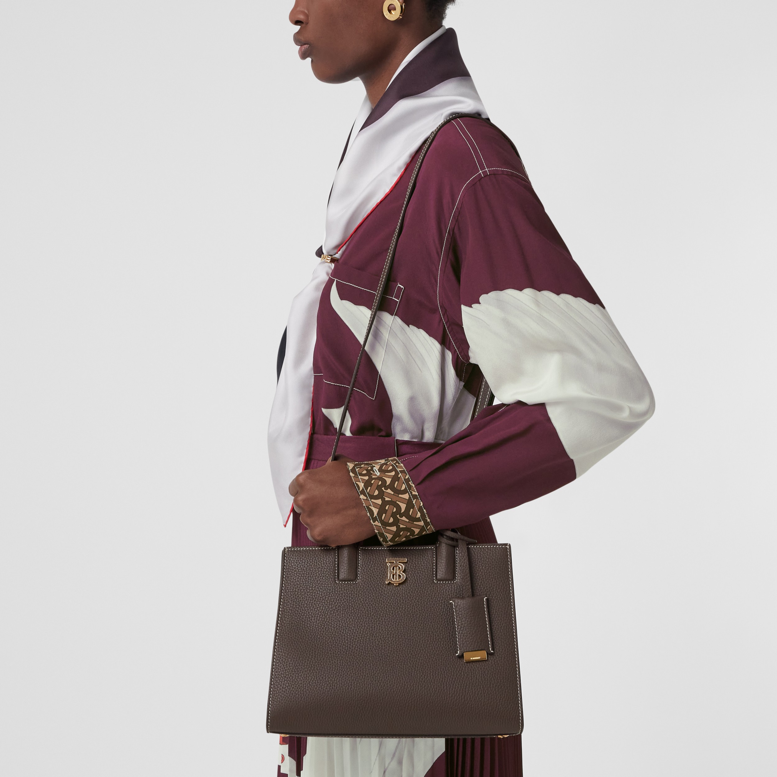 Grainy Leather Mini Frances Bag in Dark Clay Brown - Women | Burberry® Official - 3