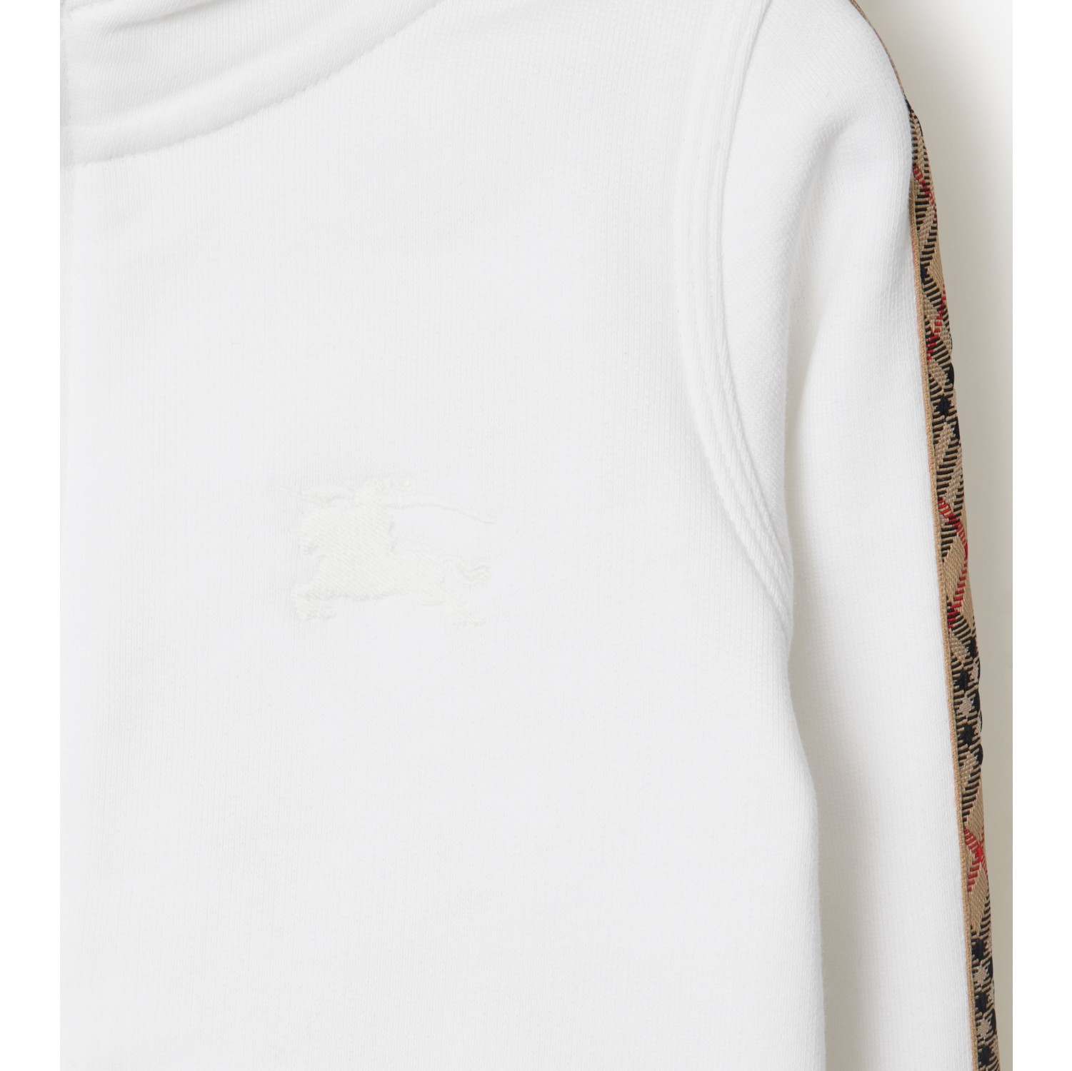 Check Trim Cotton Zip Hoodie