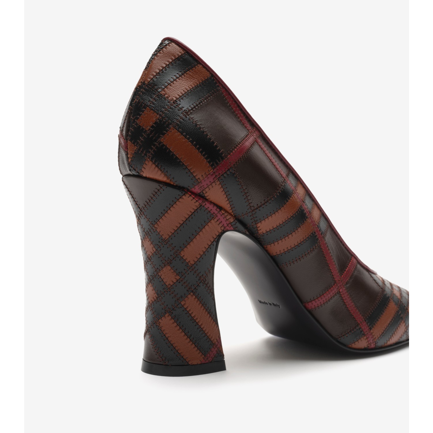 Check Leather Trinket Pumps in Mahogany red - Women | Burberry® Official