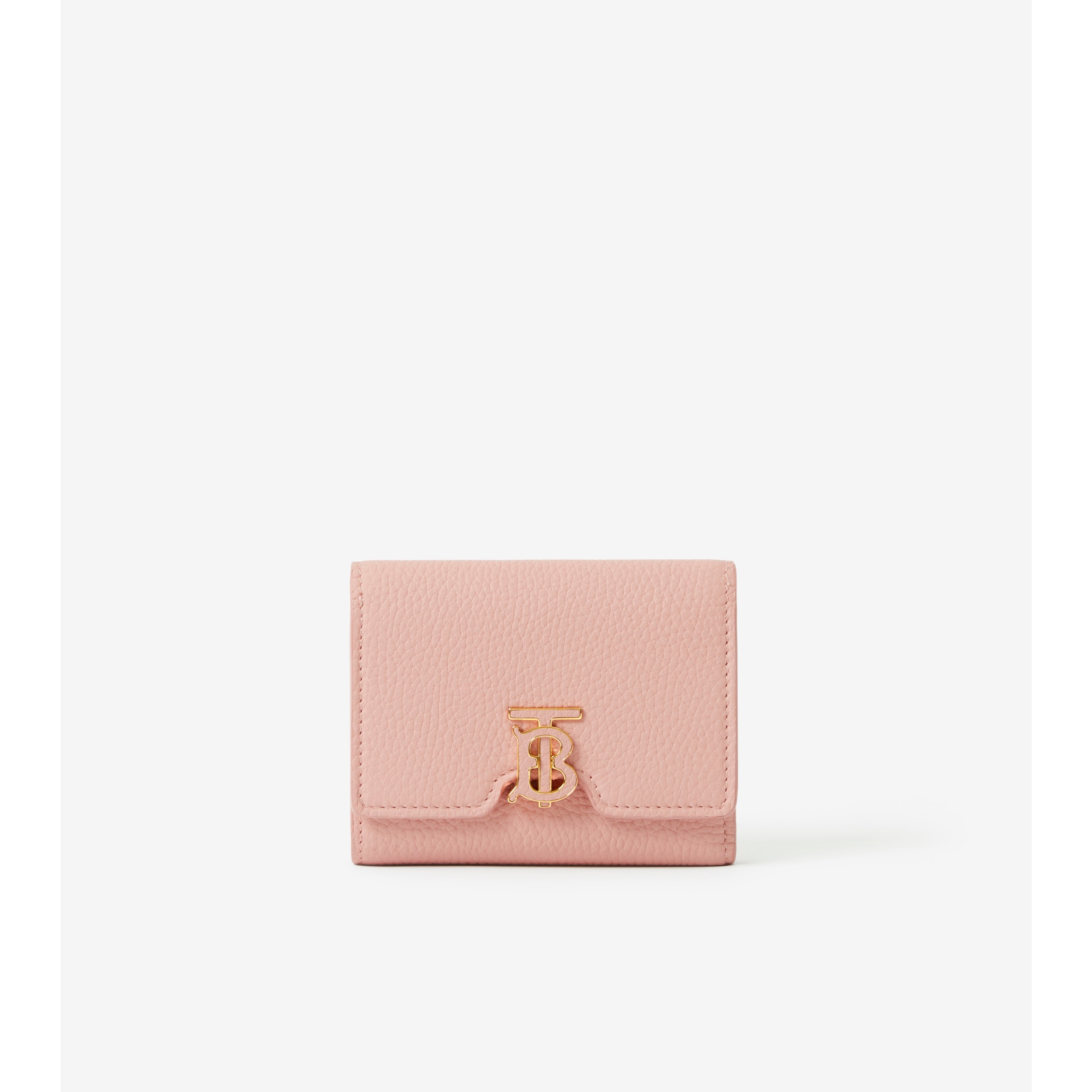 Grainy Leather TB Folding Wallet in Dusky Pink - Women