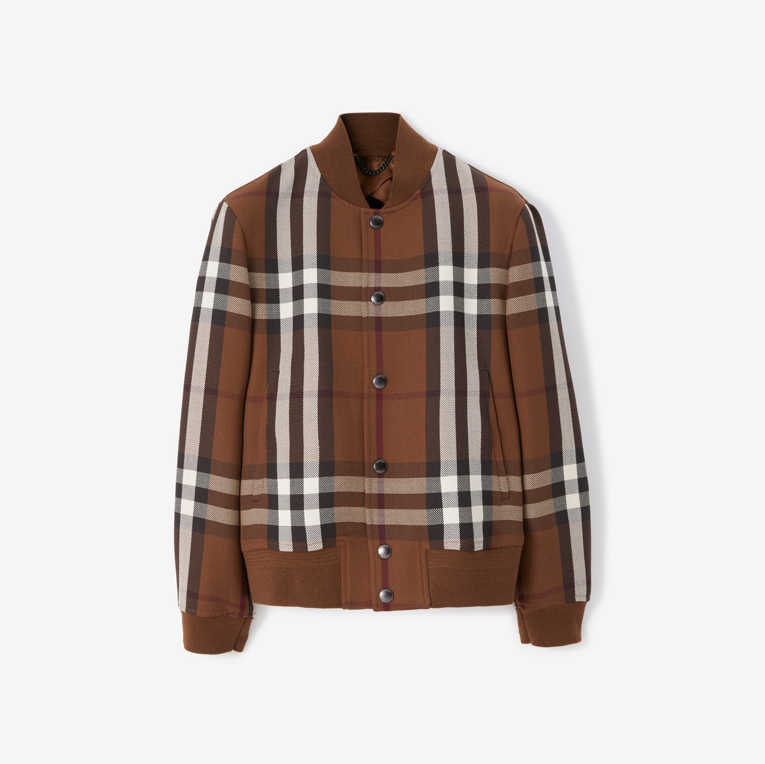 Check Wool Cotton Bomber Jacket in Dark Birch Brown - Men | Burberry® Official