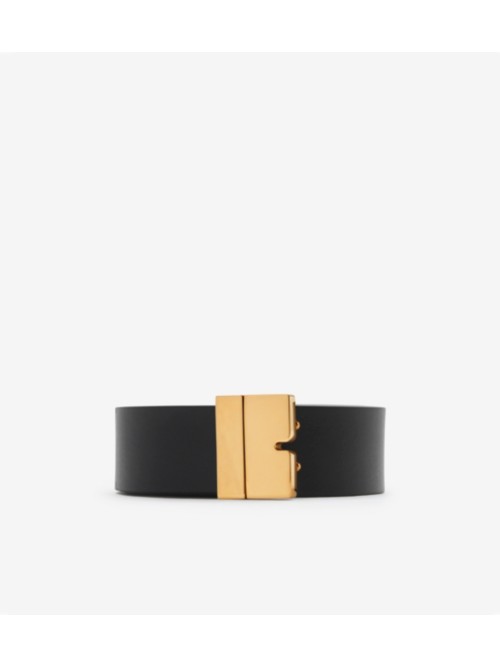 Shop Burberry Reversible Leather B Cut Belt In Black/brass