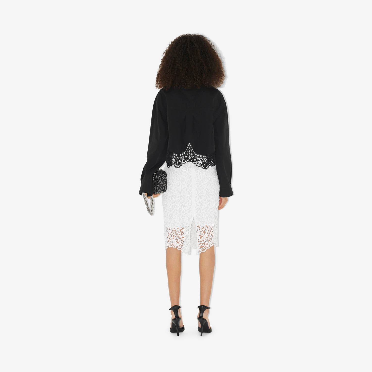 Macramé Lace Pencil Skirt in Optic White - Women | Burberry® Official
