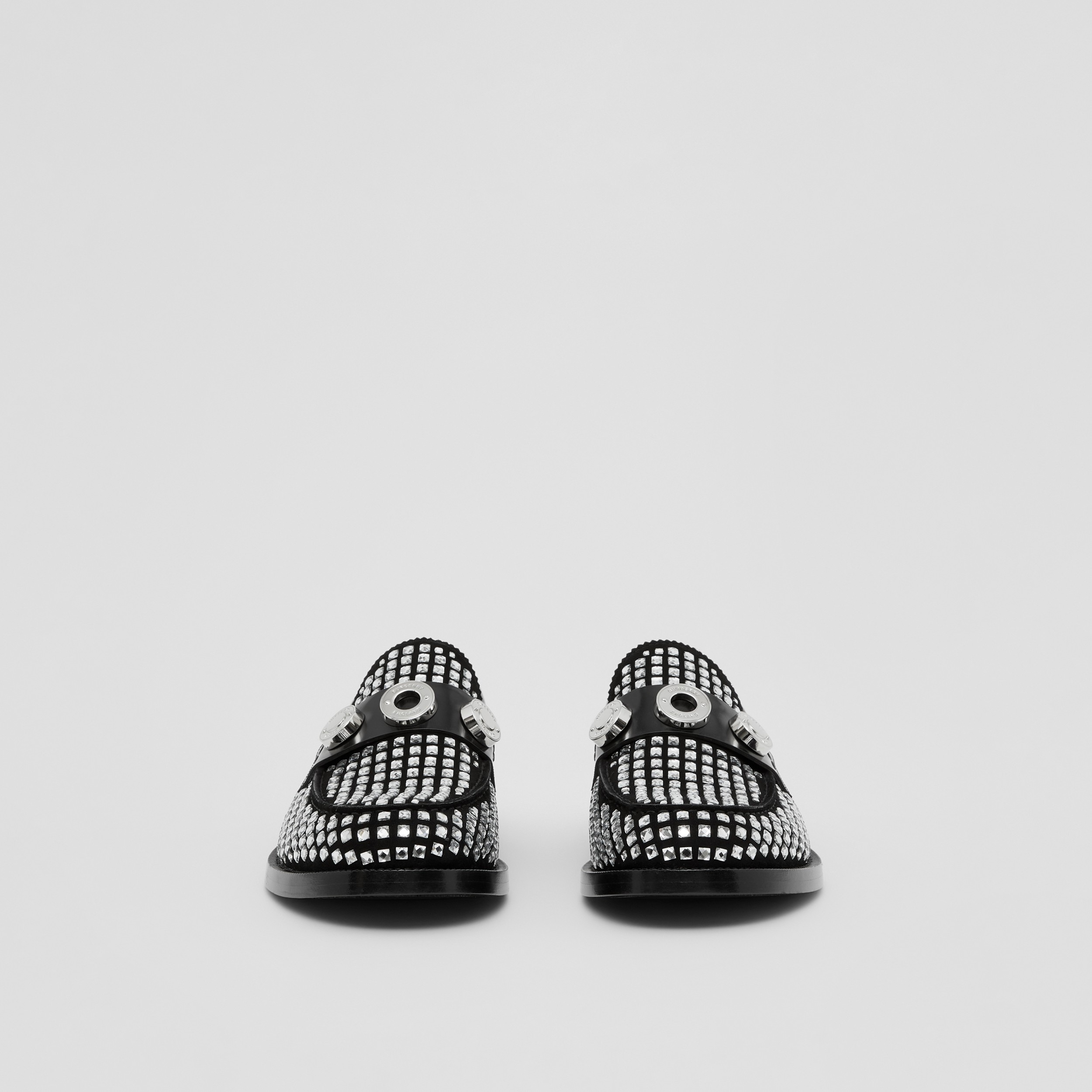 Loafers de camurça com detalhe de cristais e logotipo gráfico (Preto) - Mulheres | Burberry® oficial - 4
