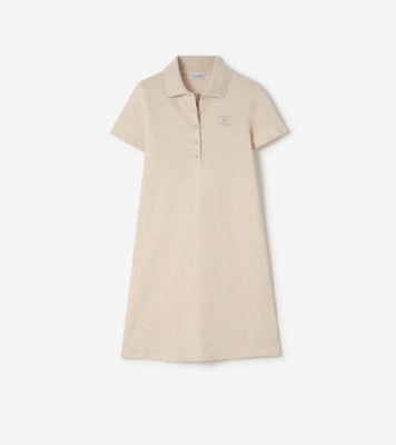 Cotton Polo Shirt Dress in Beige melange - Women | Burberry® Official