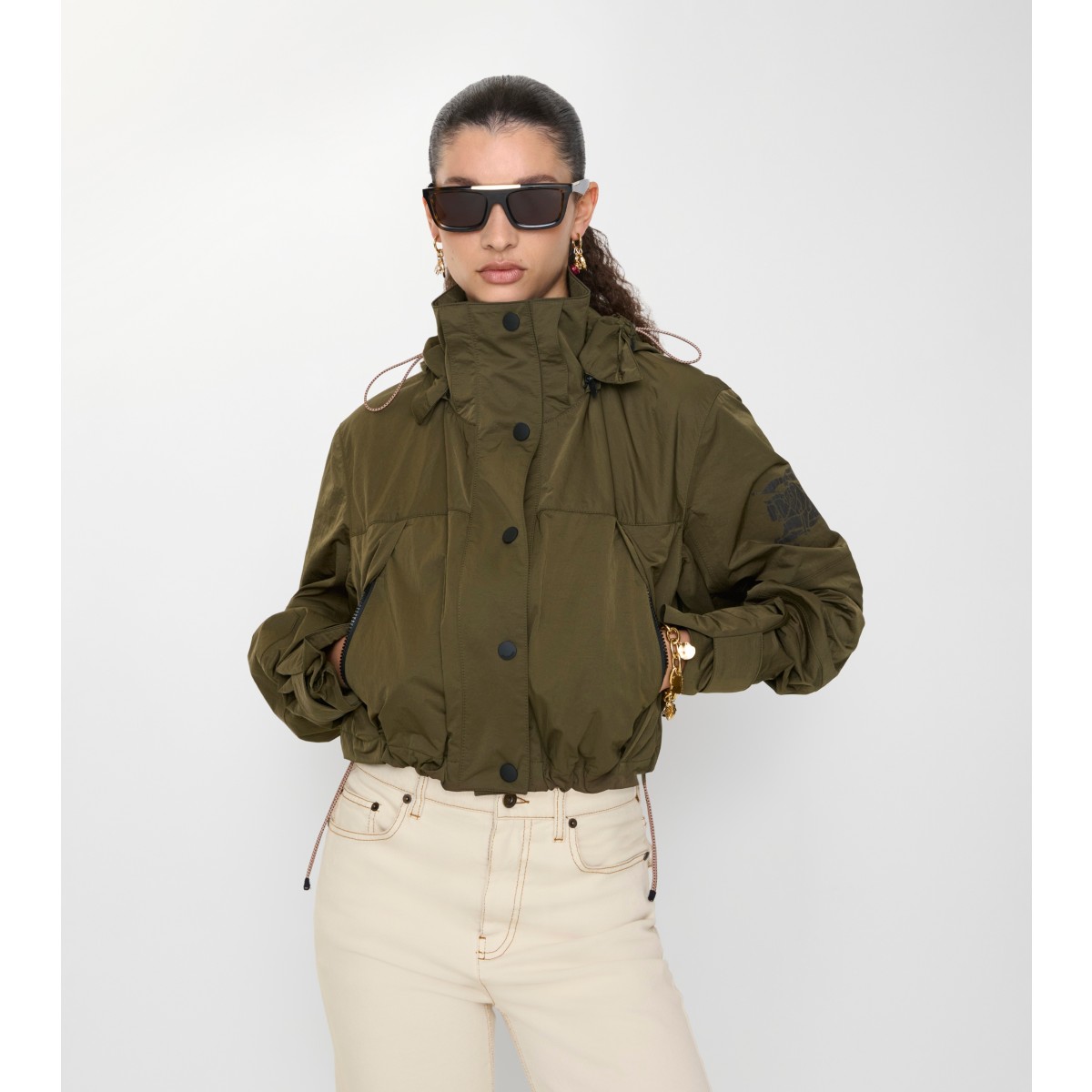  Check Cropped Nylon Norwood Jacket