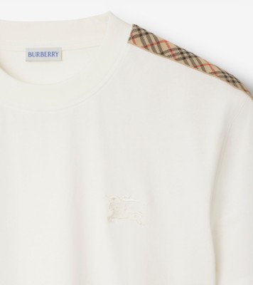 チェックトリム コットンTシャツ (チョークホワイト) - メンズ