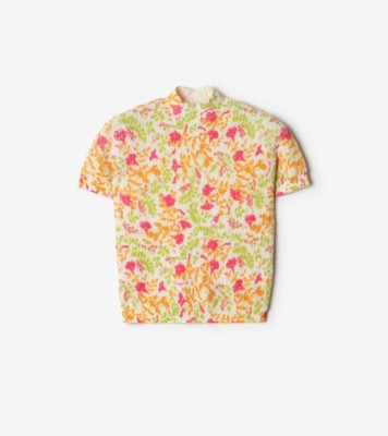 Floral Cotton Blend Top in Fuchsia pink - Women, Linen | Burberry® Official