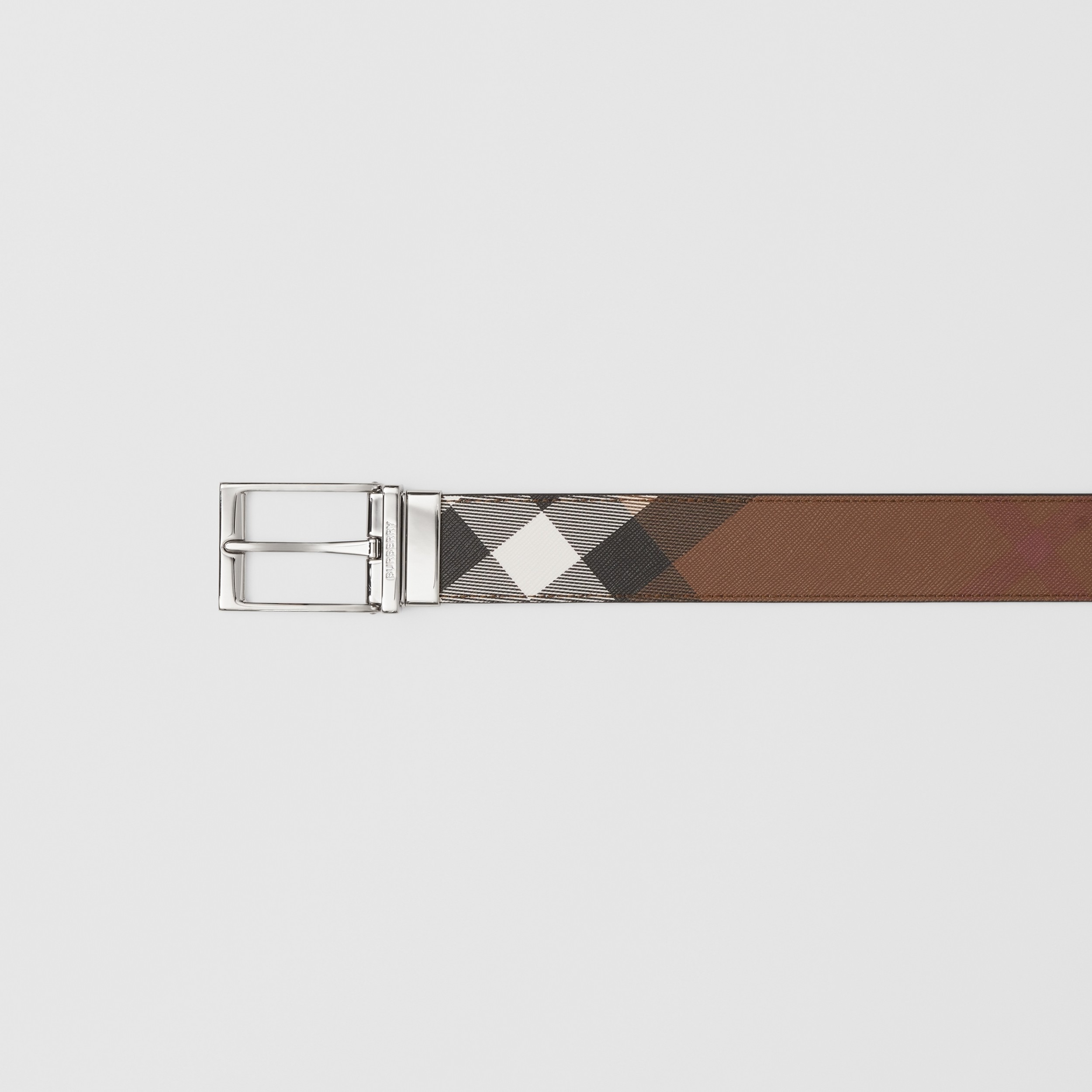 Reversible Check and Leather Belt in Dark Birch Brown/black - Men | Burberry® Official - 2