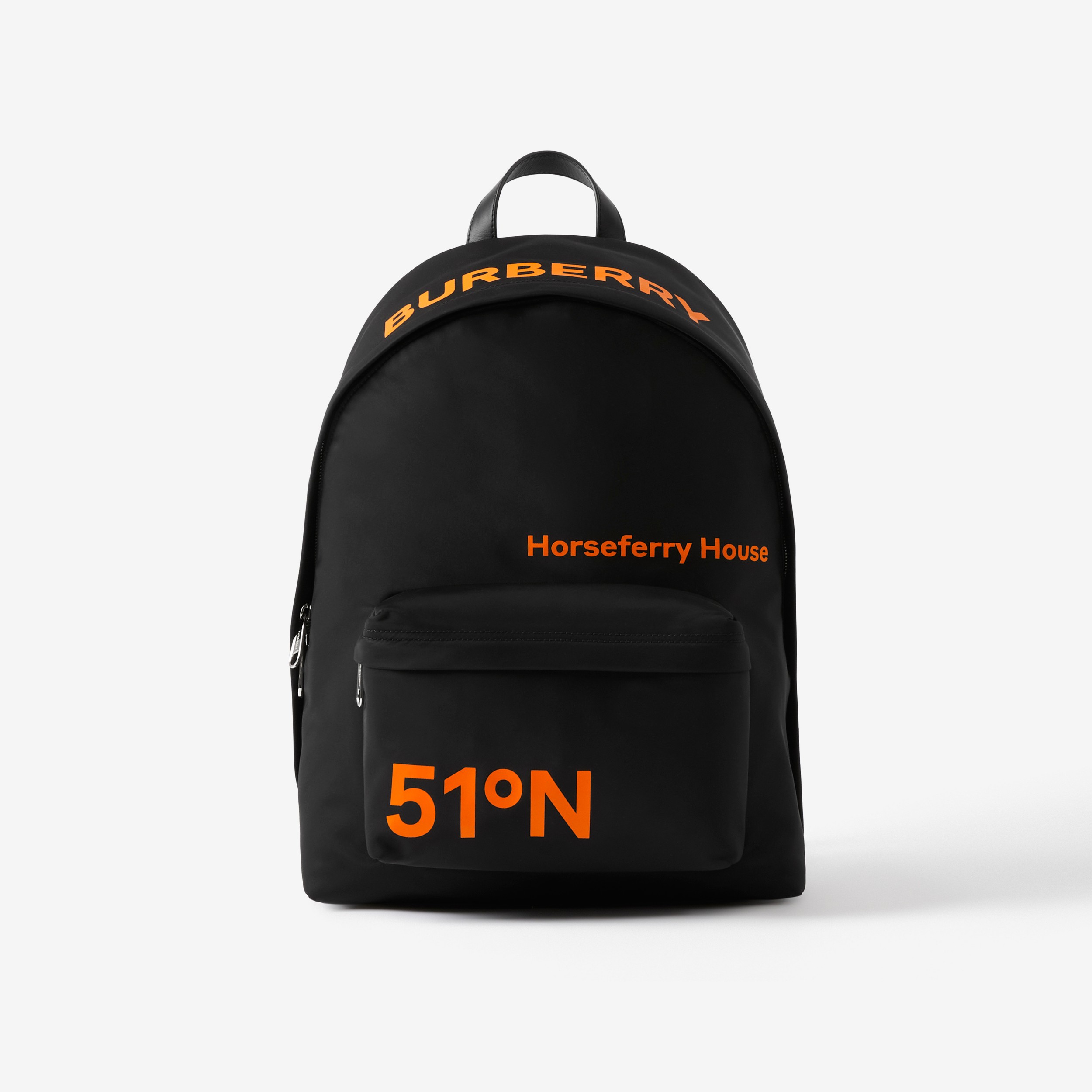 Coordinates Print Nylon Backpack in Black/orange - Men | Burberry® Official - 1
