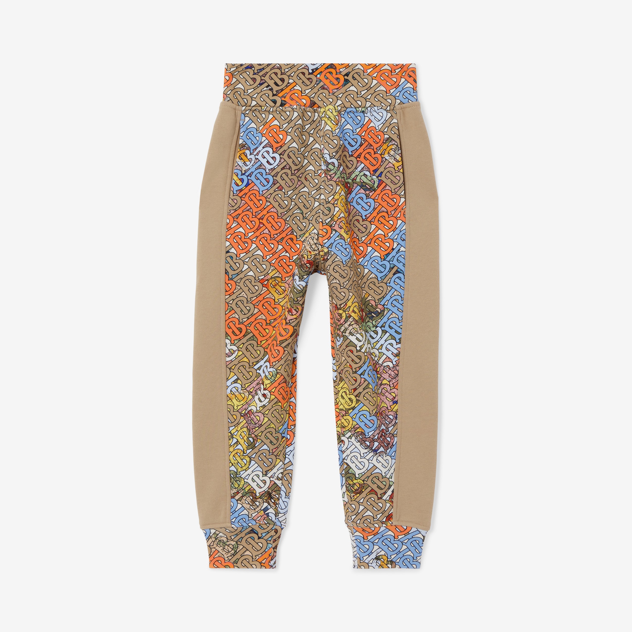 Pantalones de jogging en algodón con motivo de mapa y monogramas (Beige Vintage) | Burberry® oficial - 1