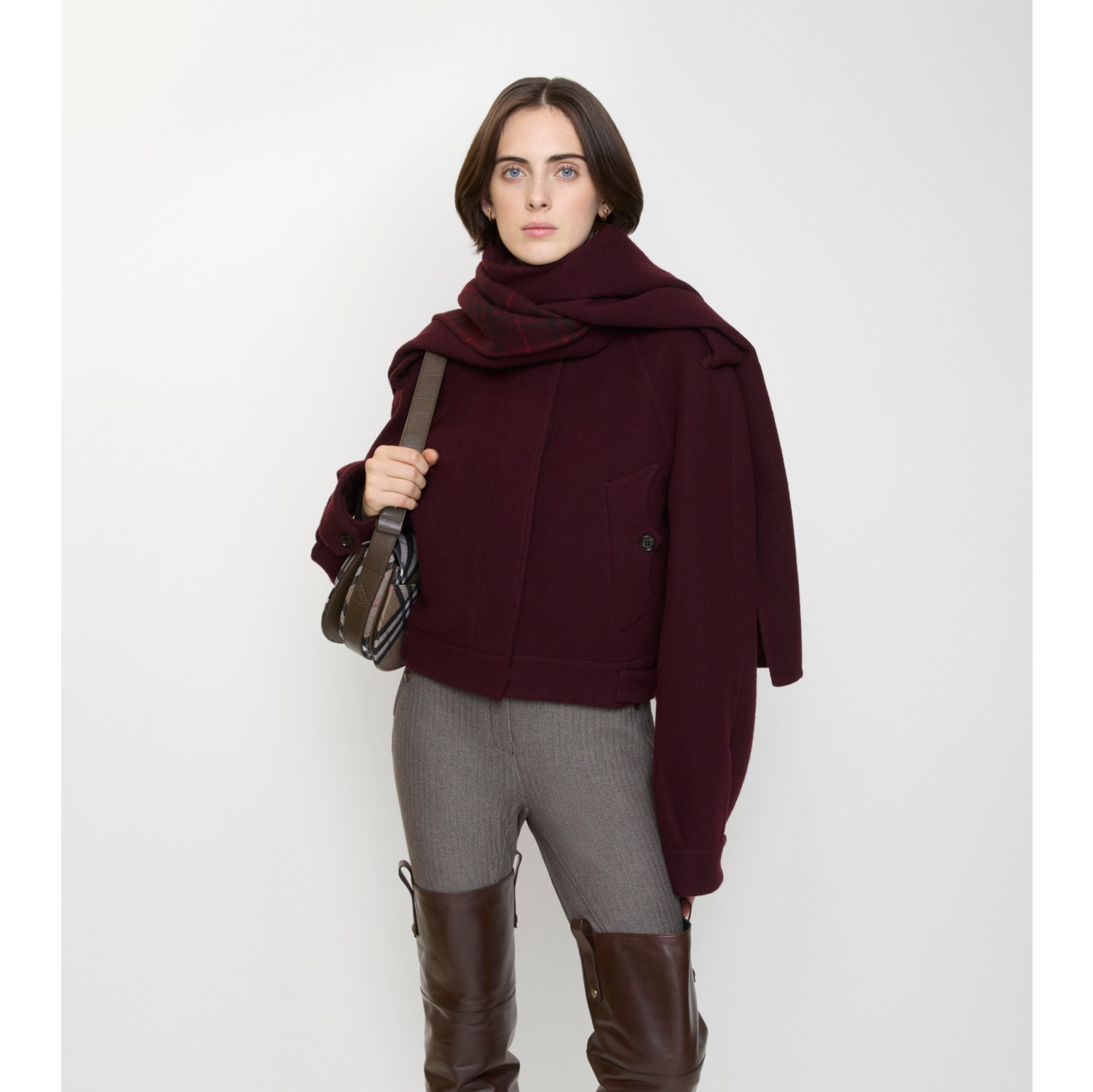 Detachable Scarf Wool Jacket