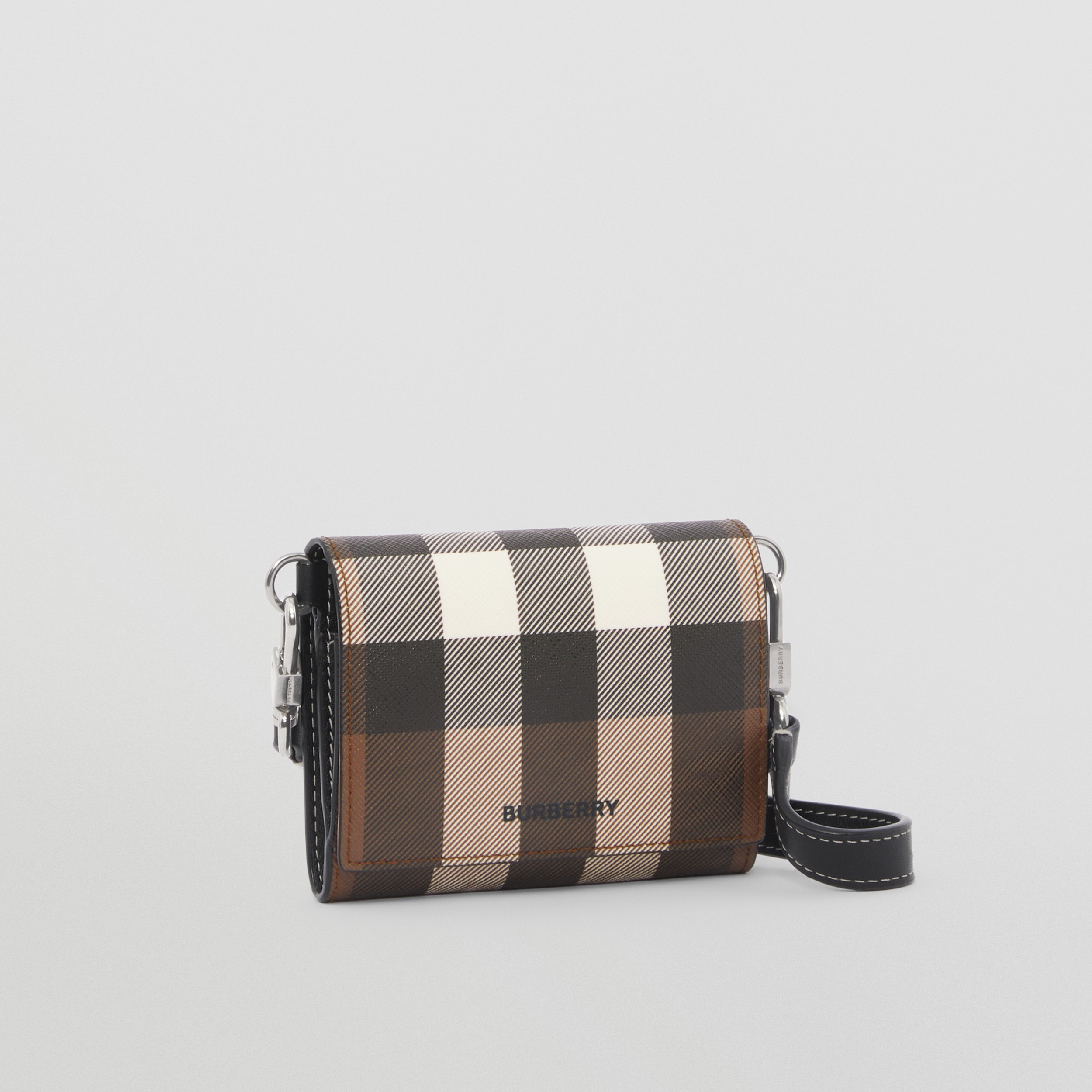 Check Folding Wallet With Detachable Strap in Dark Birch Brown - Men | Burberry® Official - 4