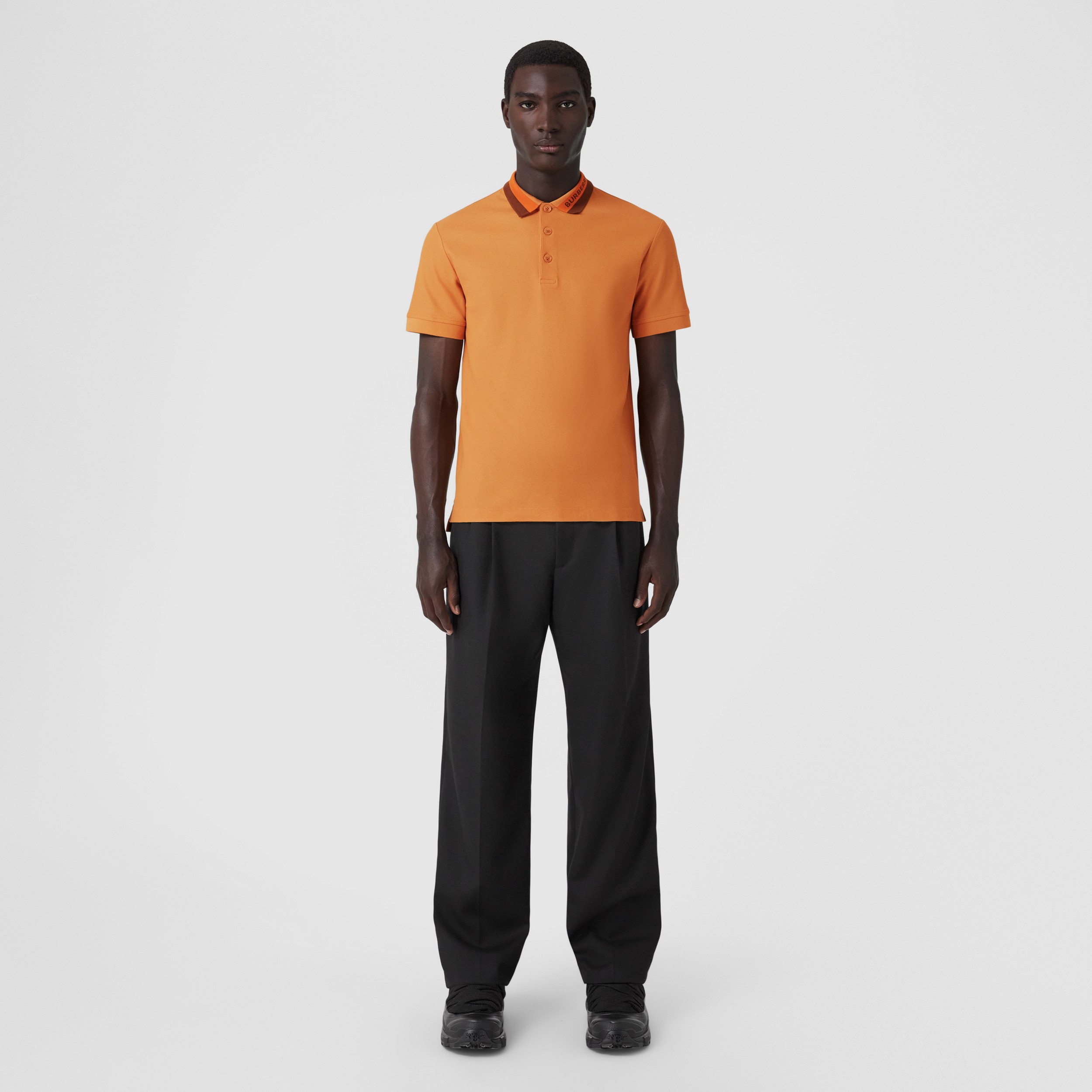 Logo Detail Cotton Piqué Polo Shirt in Dusty Orange - Men | Burberry® Official - 1