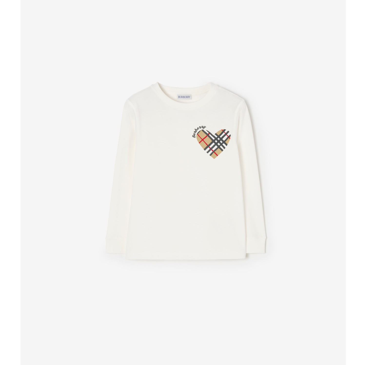 Check Heart Cotton Long-sleeve T-shirt