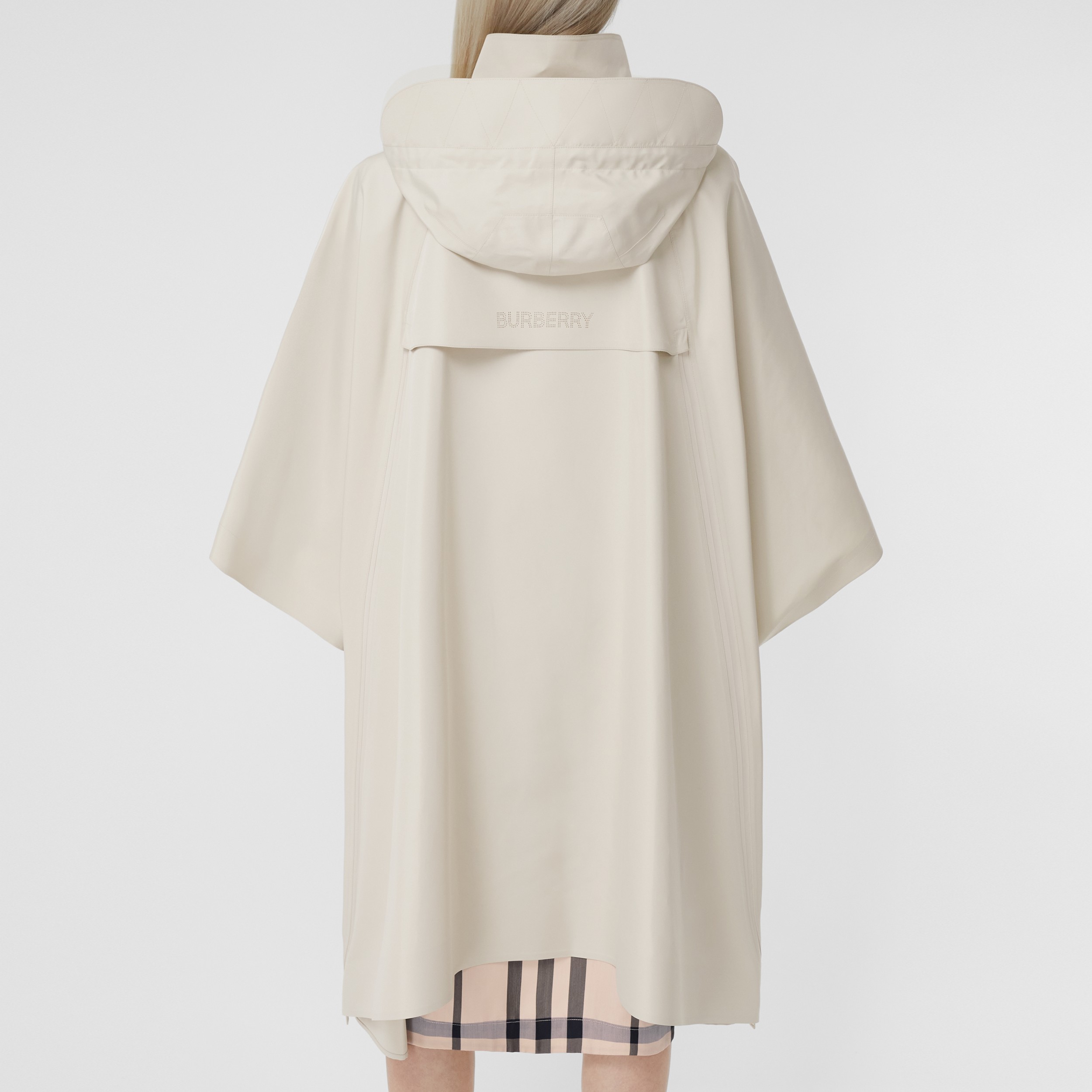 Womens Clothing Coats Capes Natural Burberry Synthetic Logo Detail Tailored Hooded Cape in Pale Stone 