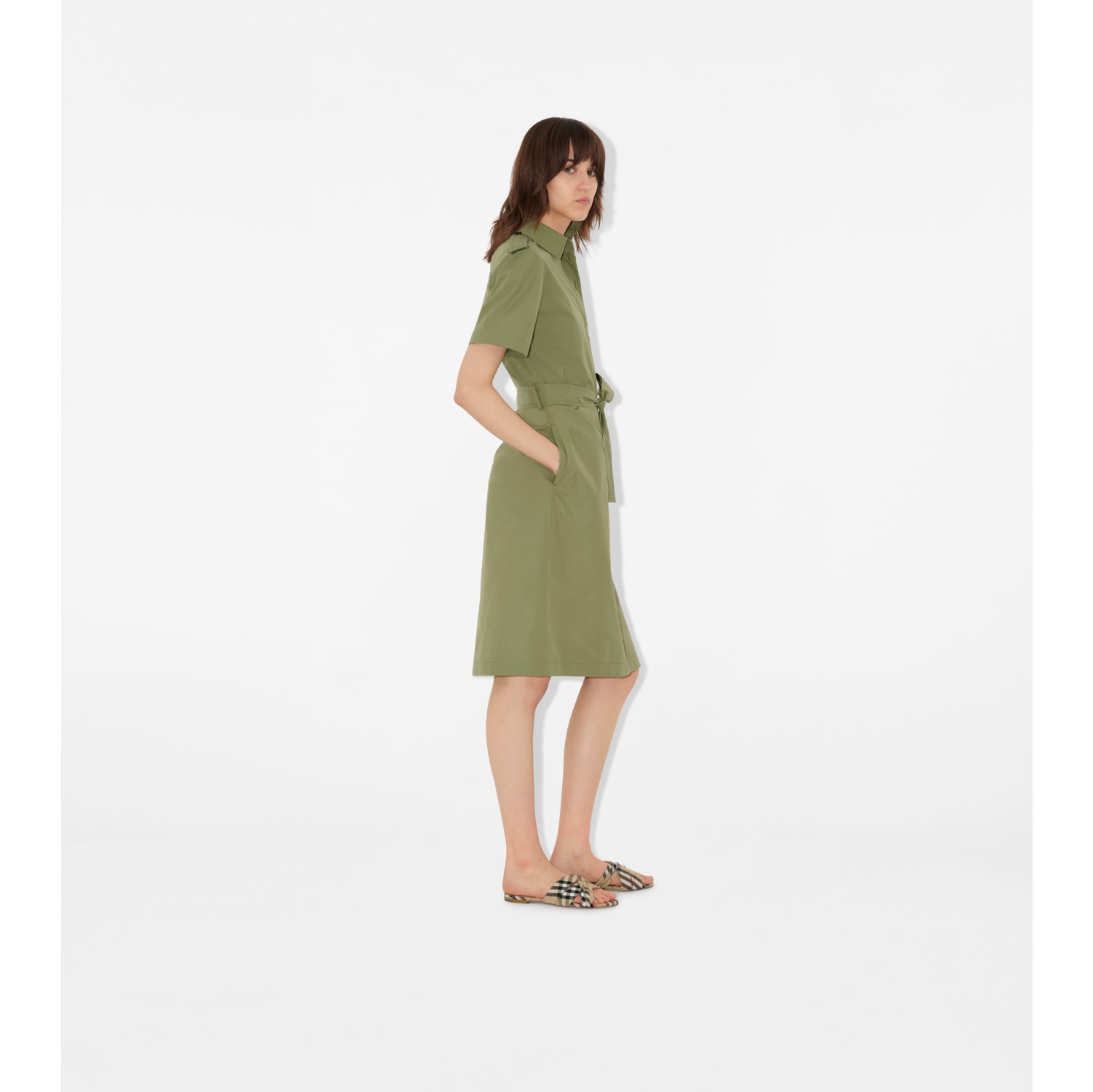 Check Linen Blend Cabana Sandals​