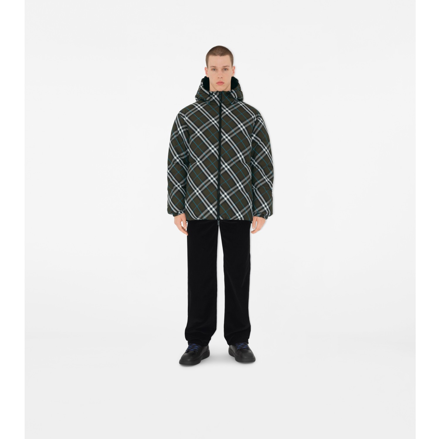 Reversible Check Nylon Puffer Jacket