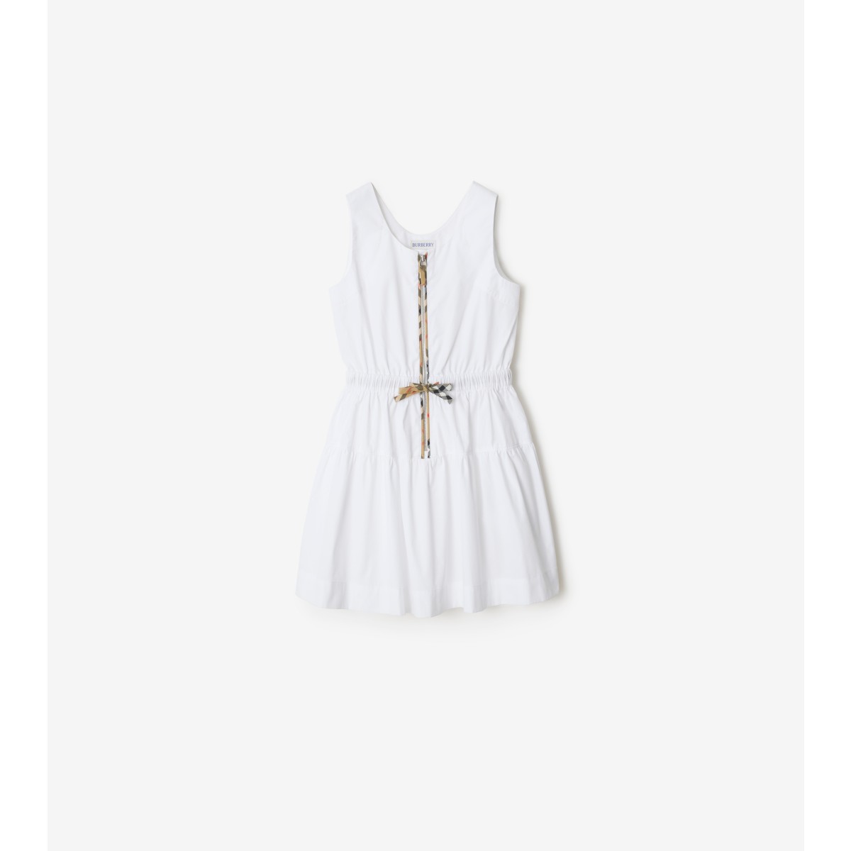  Check Trim Cotton Dress