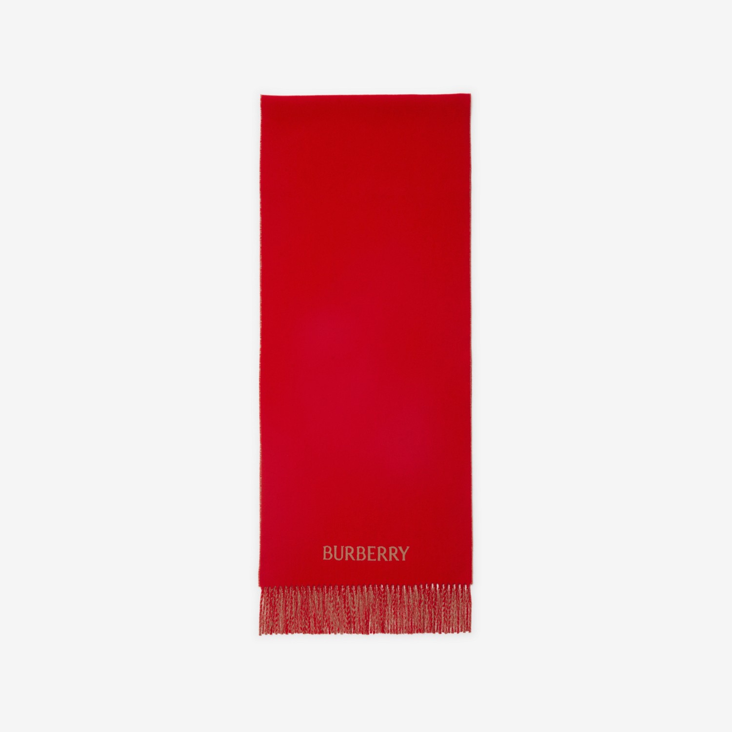 双面两用马术骑士徽标羊绒围巾 (邮筒红 / 驼色) | Burberry® 博柏利官网