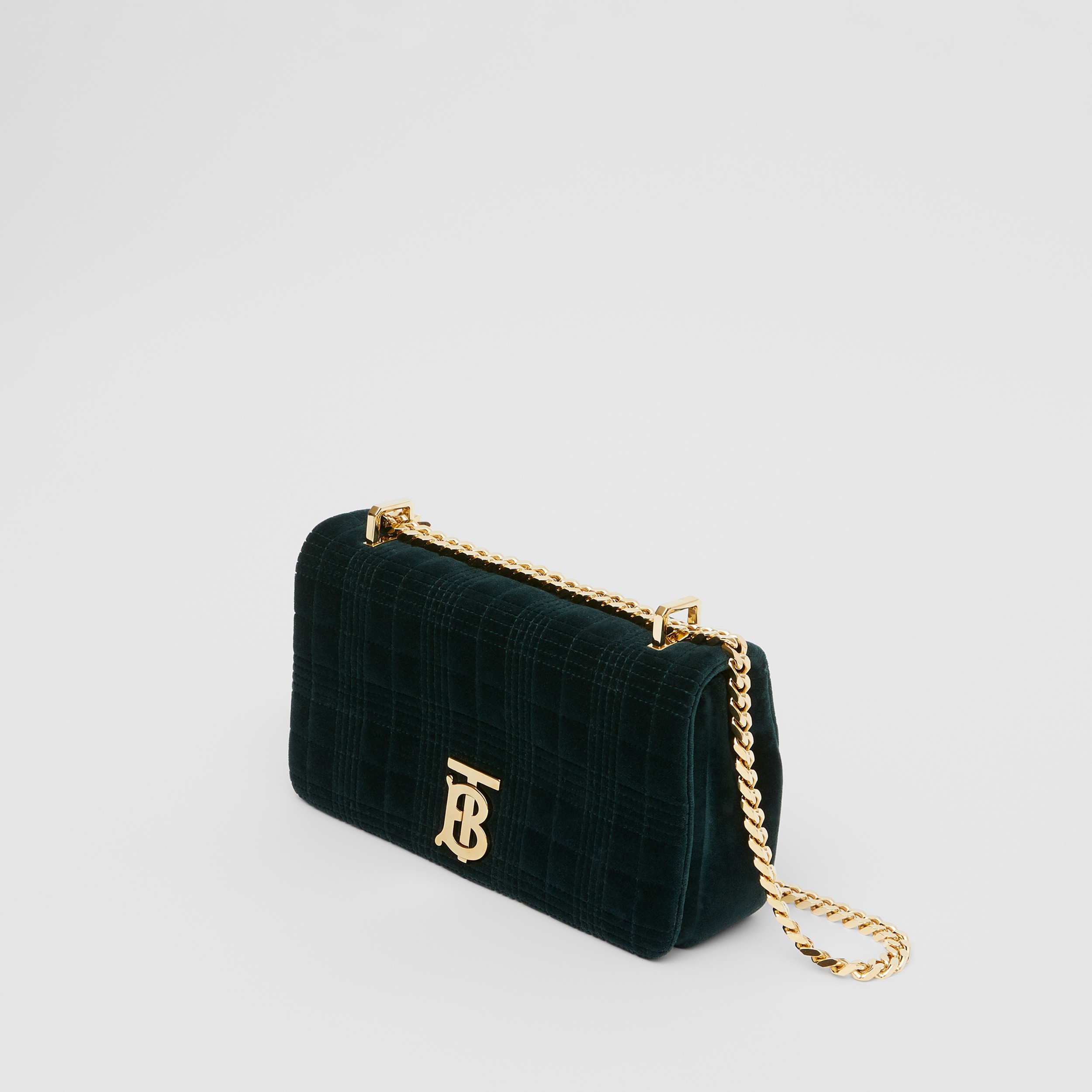 Small Quilted Velvet Lola Bag in Dark Green - Women | Burberry United ...