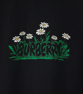 Baumwoll-T-Shirt mit Gänseblümchen-Logo (Schwarz) - Damen, Baumwolle ...