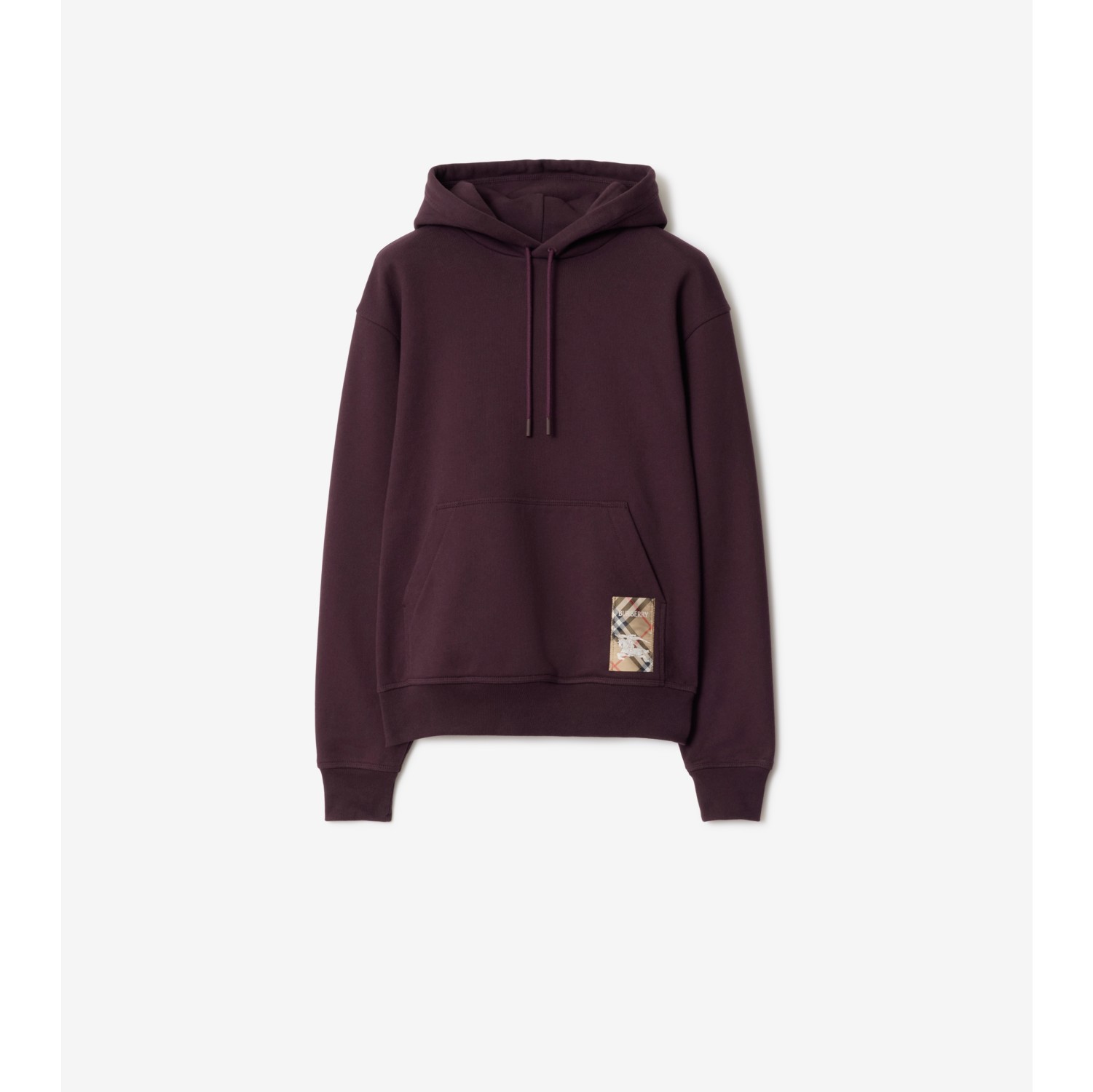 Check Label Cotton Hoodie